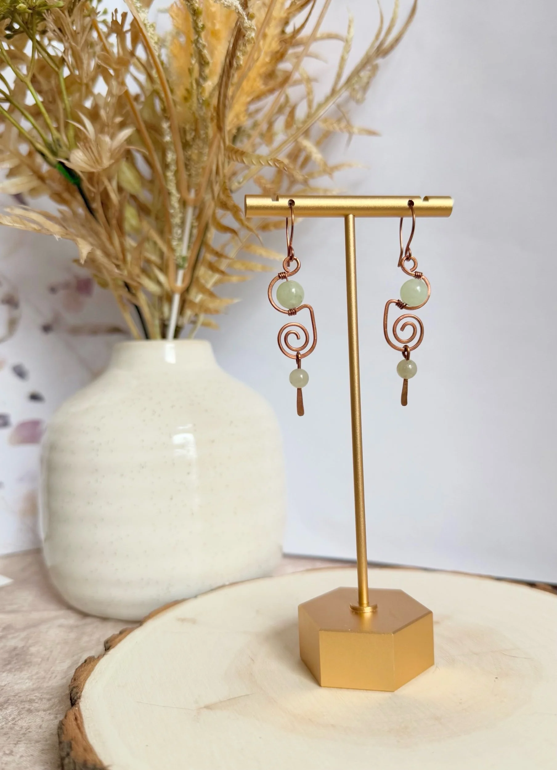 Jade Spiral Drop Earrings