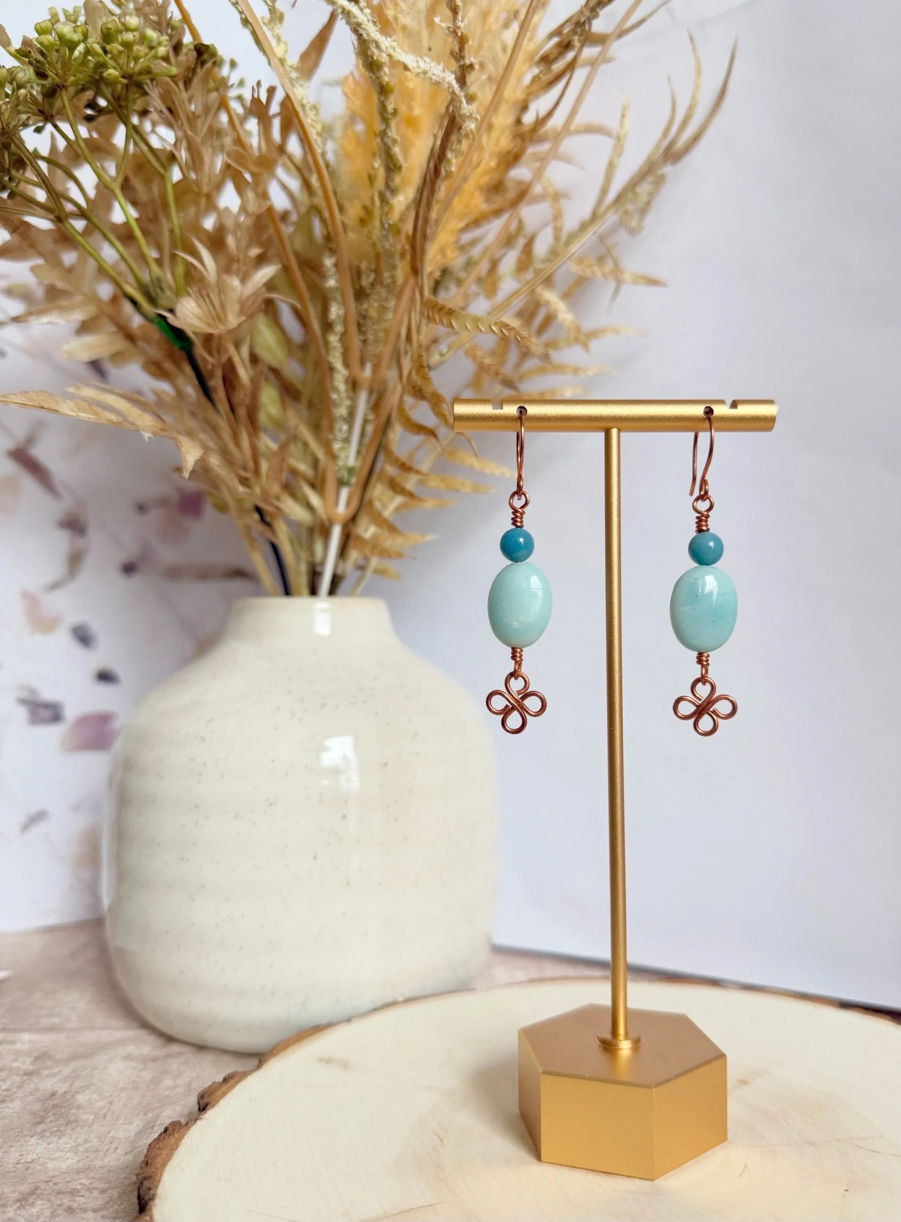 Turquoise Clover Dangle Earrings