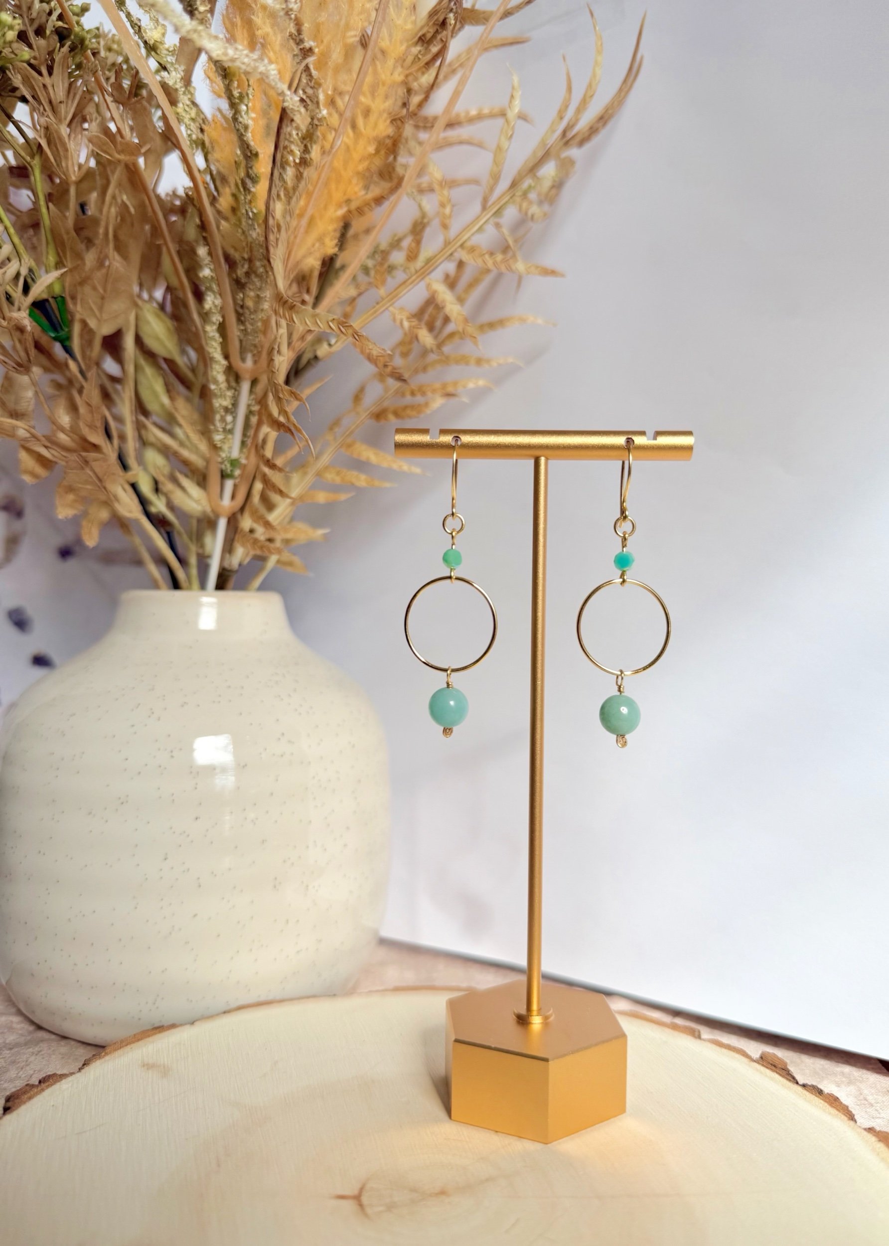 Turquoise Hoop Drop Earrings