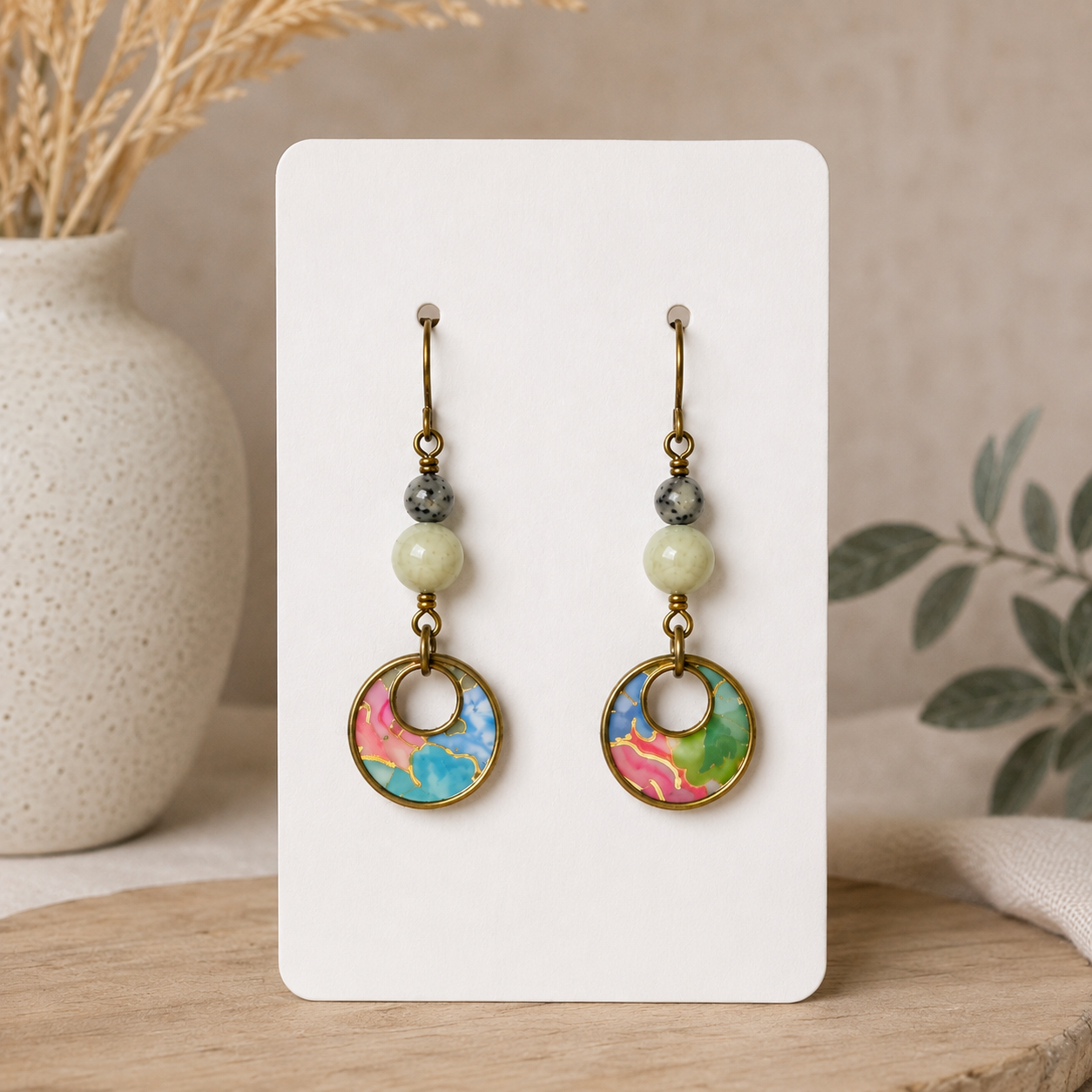 Soft Horizon Stone Drop Earrings