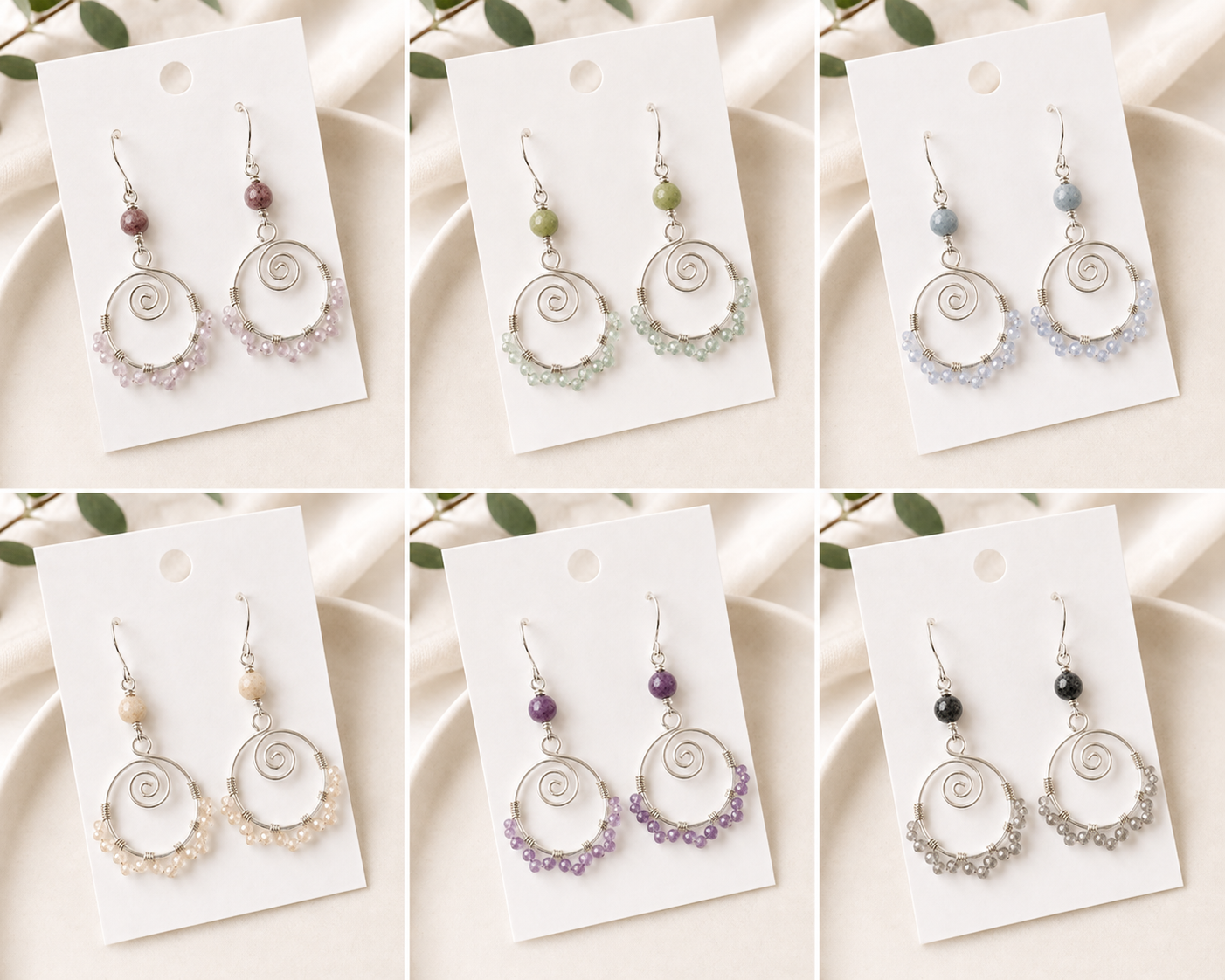 Silver Spiral Dangle Earrings