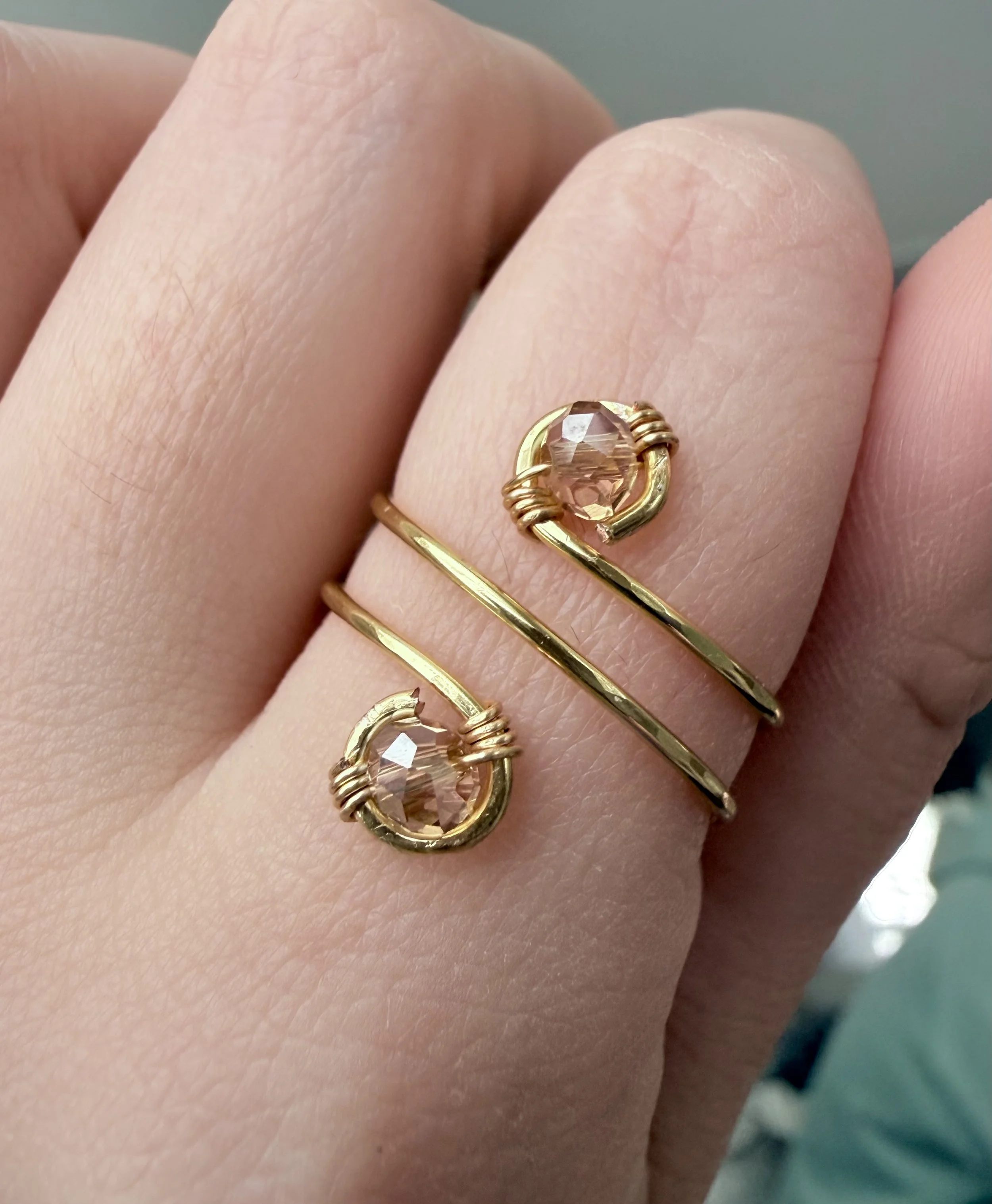 Peach Quartz Wrap Ring