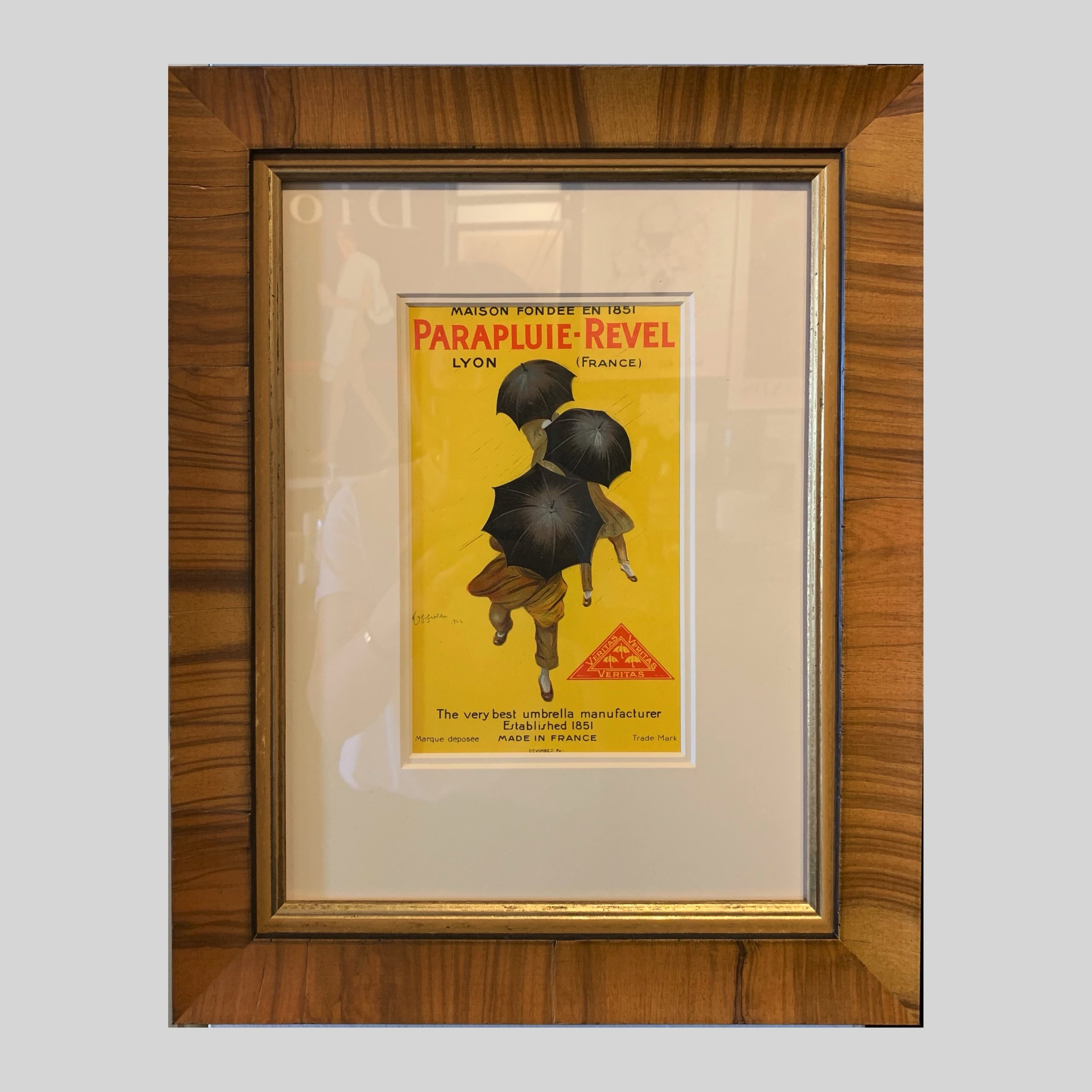An original 1920s French umbrella advertisement by Leonetto Cappiello in a custom, archival frame.