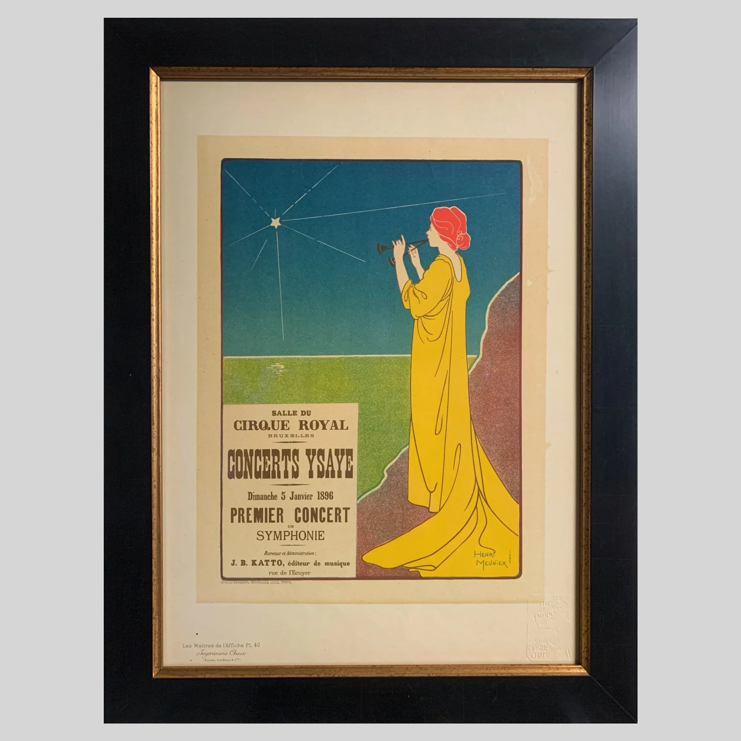 An original 19th-century lithograph from "Les Maitres de L'affiche"  custom and archival framed. 