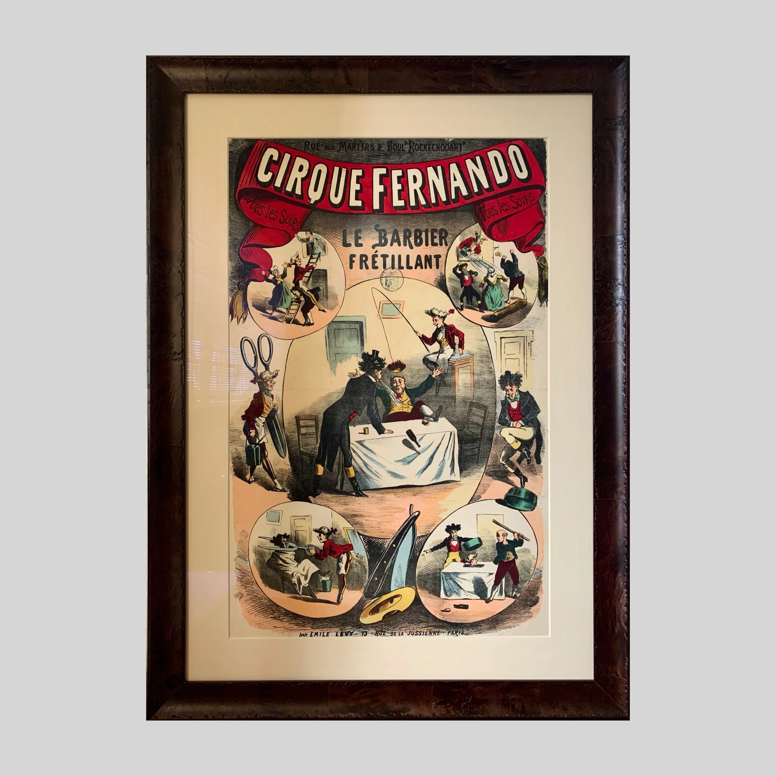 A vintage Circus poster from the early 20th century in an archival frame with an Optium acrylic glazing.