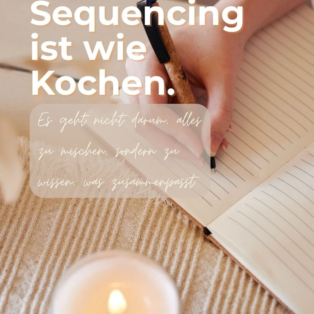Sequencing hat viel mit Kochen gemeinsam (dieses Bild von Jason Crandell finde ich einfach hervorragend). 
Wir werfen in der K&uuml;che ja auch nicht einfach alles zusammen, was wir finden,sondern &uuml;berlegen zuerst, was wir eigentlich kreieren m&