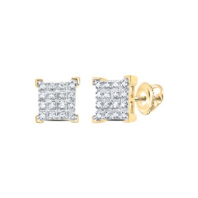 Square Round Diamond Earrings