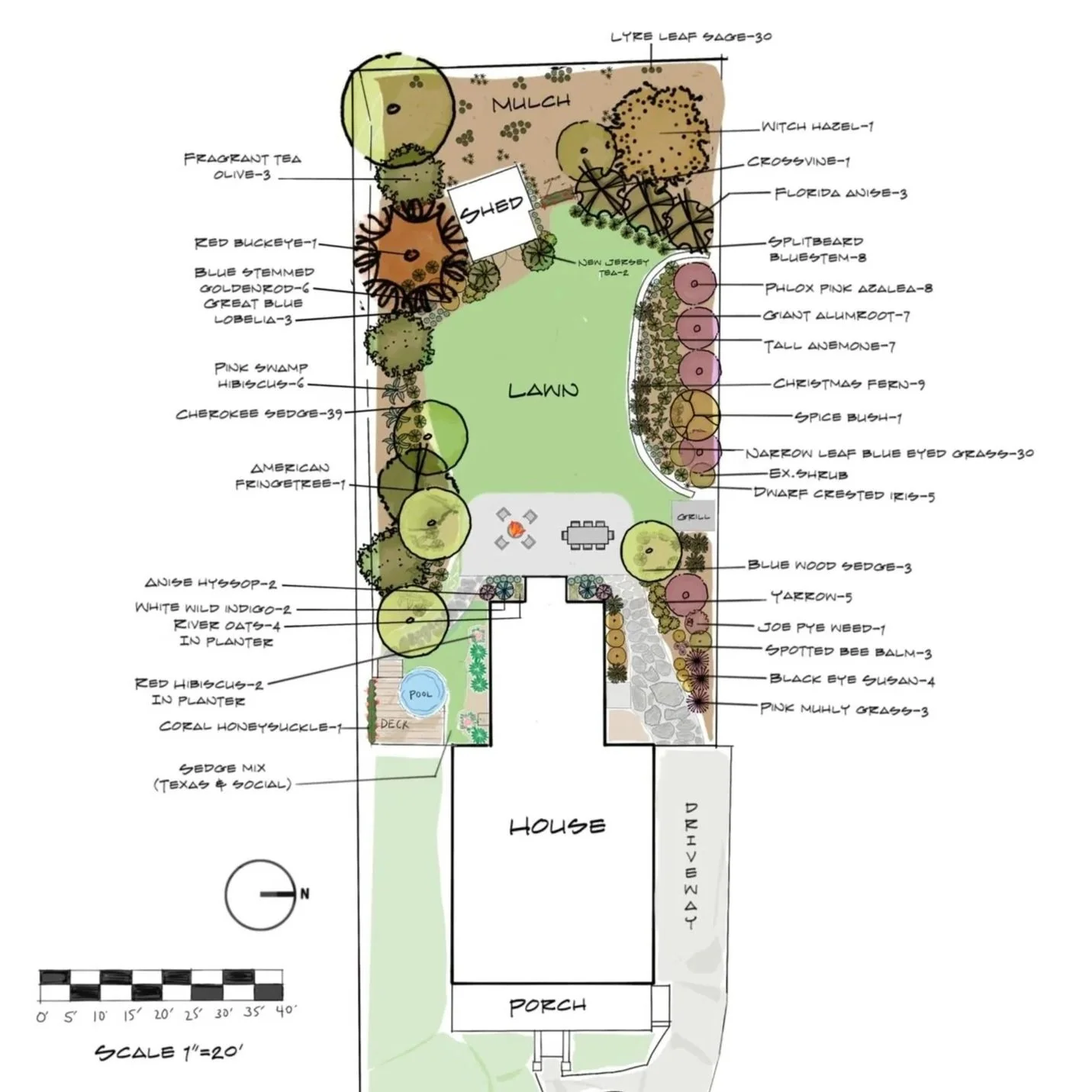 custom-designed schematic blueprint of a regenerative landscape design