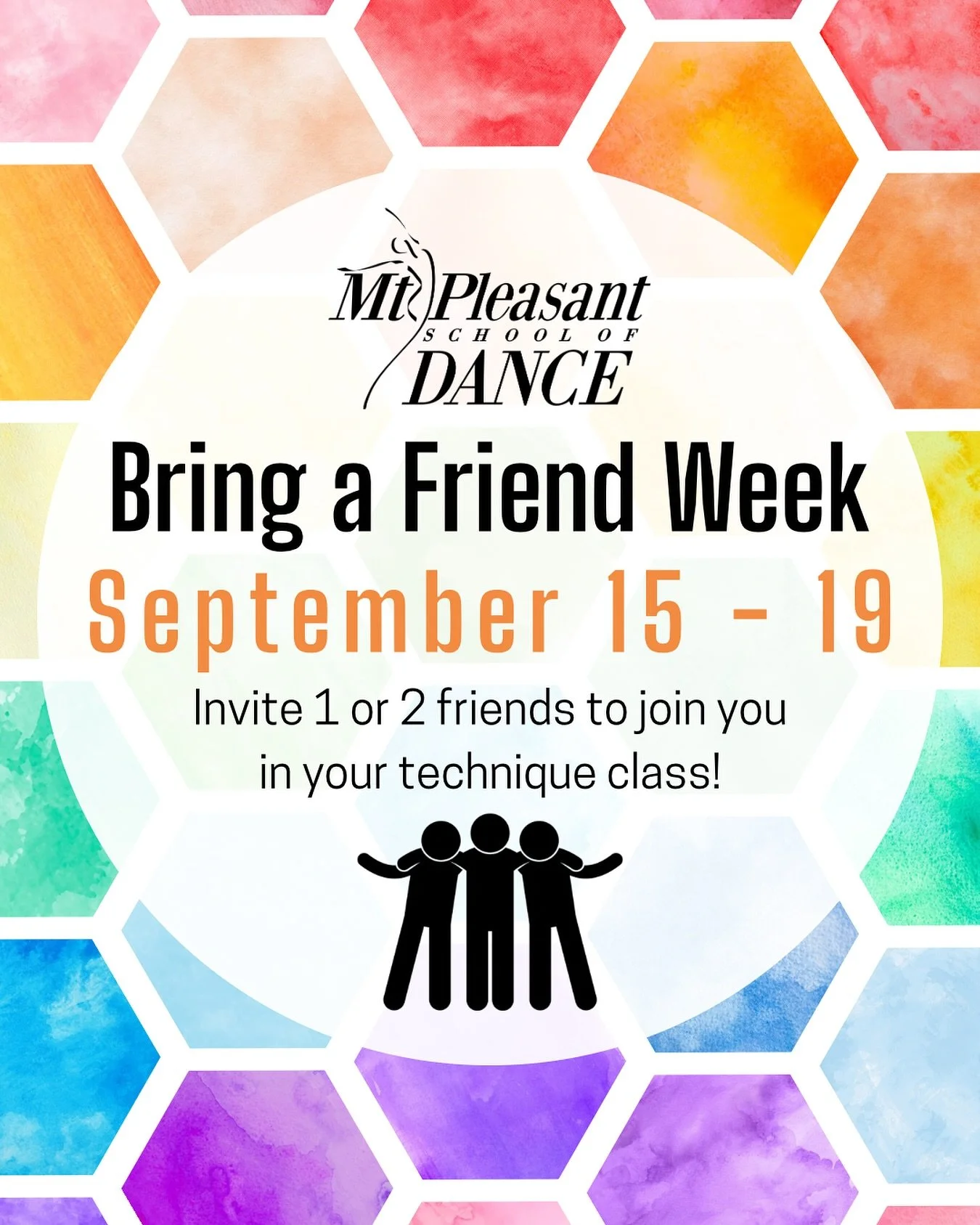 We are SO excited for Bring a Friend Week 2025! 💗🩰
Dancers at MPSD may invite 1 to 2 friends to join them in their technique class next week! Please make sure that all friends wear comfortable clothing they can move in. Waivers for friends can be