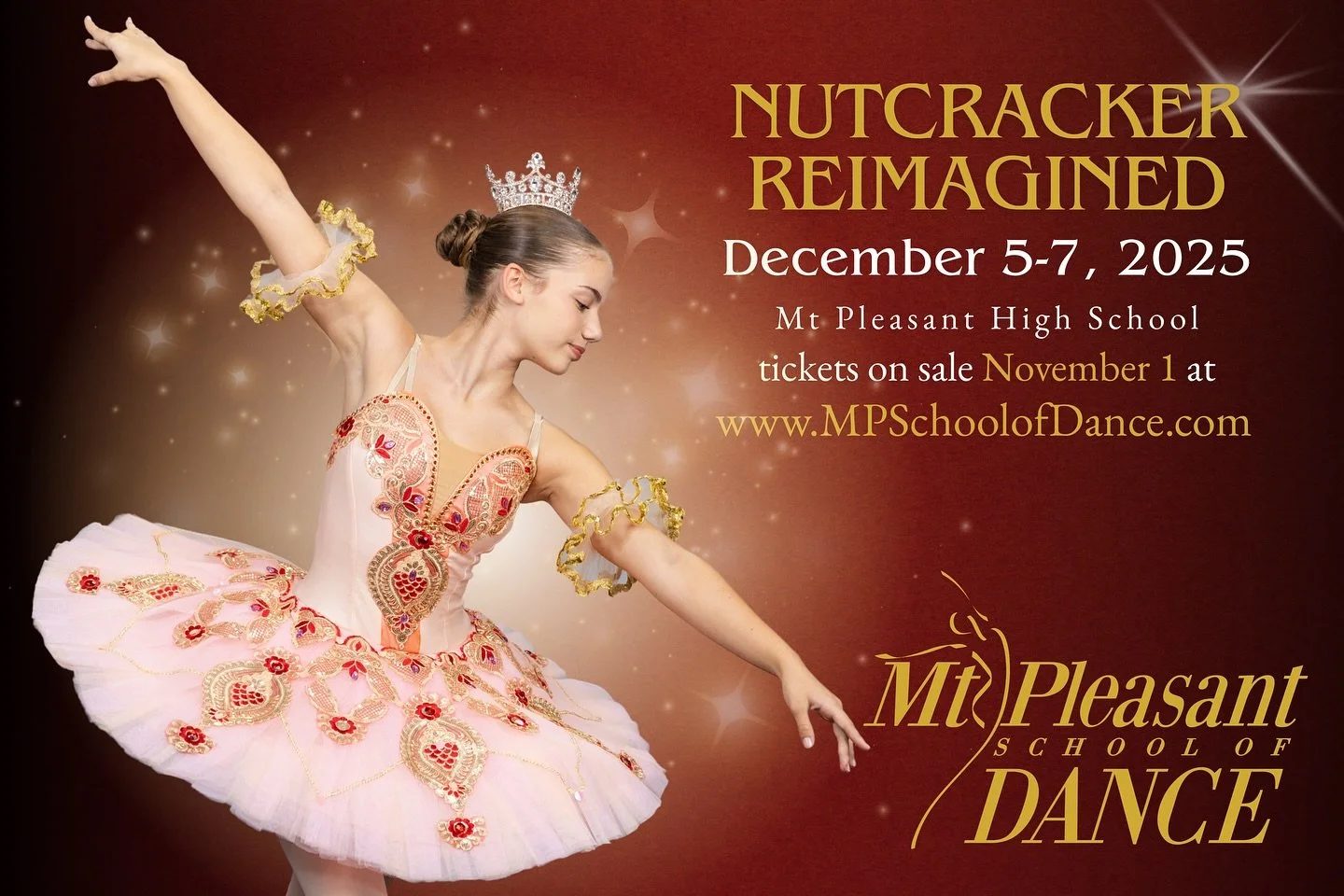 The Nutcracker Reimagined tickets are on sale THIS SATURDAY! 💗✨

We cannot wait to share our show with you all! Head to MPSchoolofDance.com this Saturday to purchase your tickets and secure your seat at this year&rsquo;s show! 🎄🩰

The Magic Awaits
