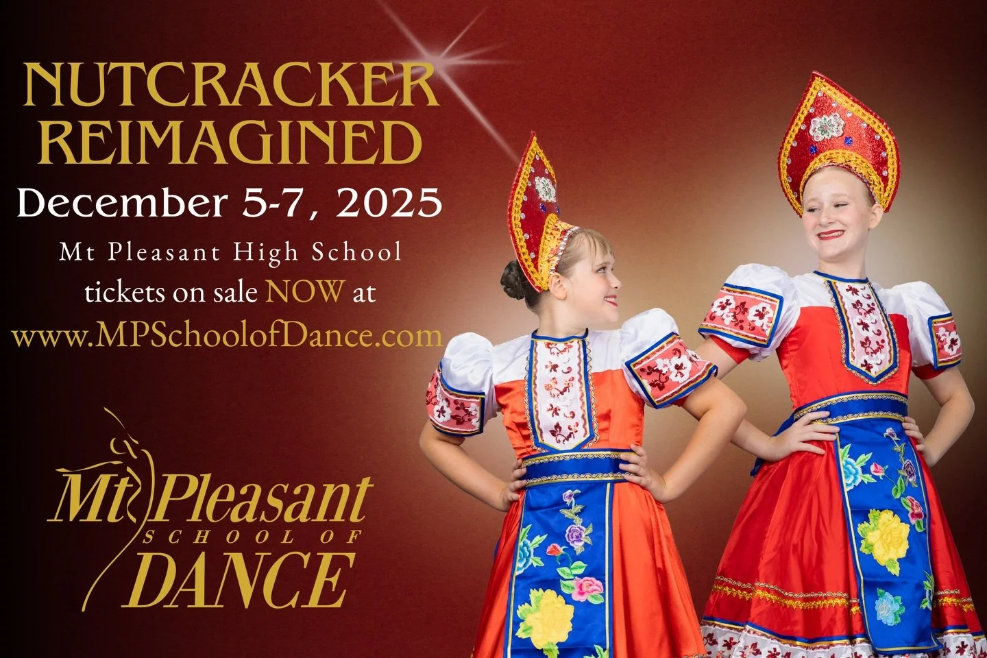 Nutcracker Reimagined opens TONIGHT! Our cast and crew are so excited to share the holiday magic with you all! ✨❤️

Tickets for this evening&rsquo;s performance are available exclusively at the door tonight, $20 cash only. Tickets for Saturday and Su