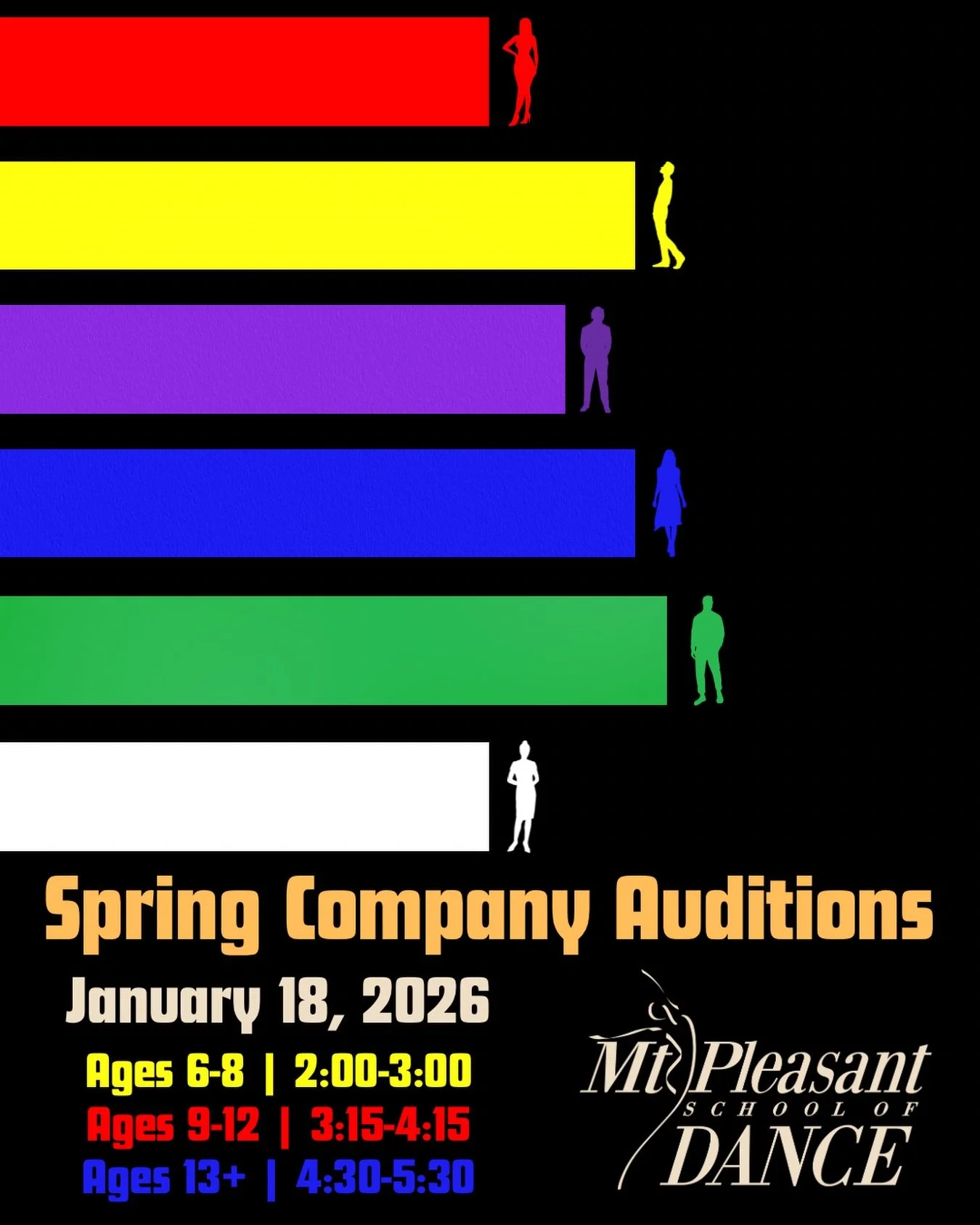 Join us THIS SUNDAY, January 18, for Spring Company Auditions! 🎰🃏✨

MPSD Company is open to all dancers ages 6+. Please be sure to complete your Spring Company Audition form, which can be found on our website, MPSchoolofDance.com ♟️❤️

We hope to s