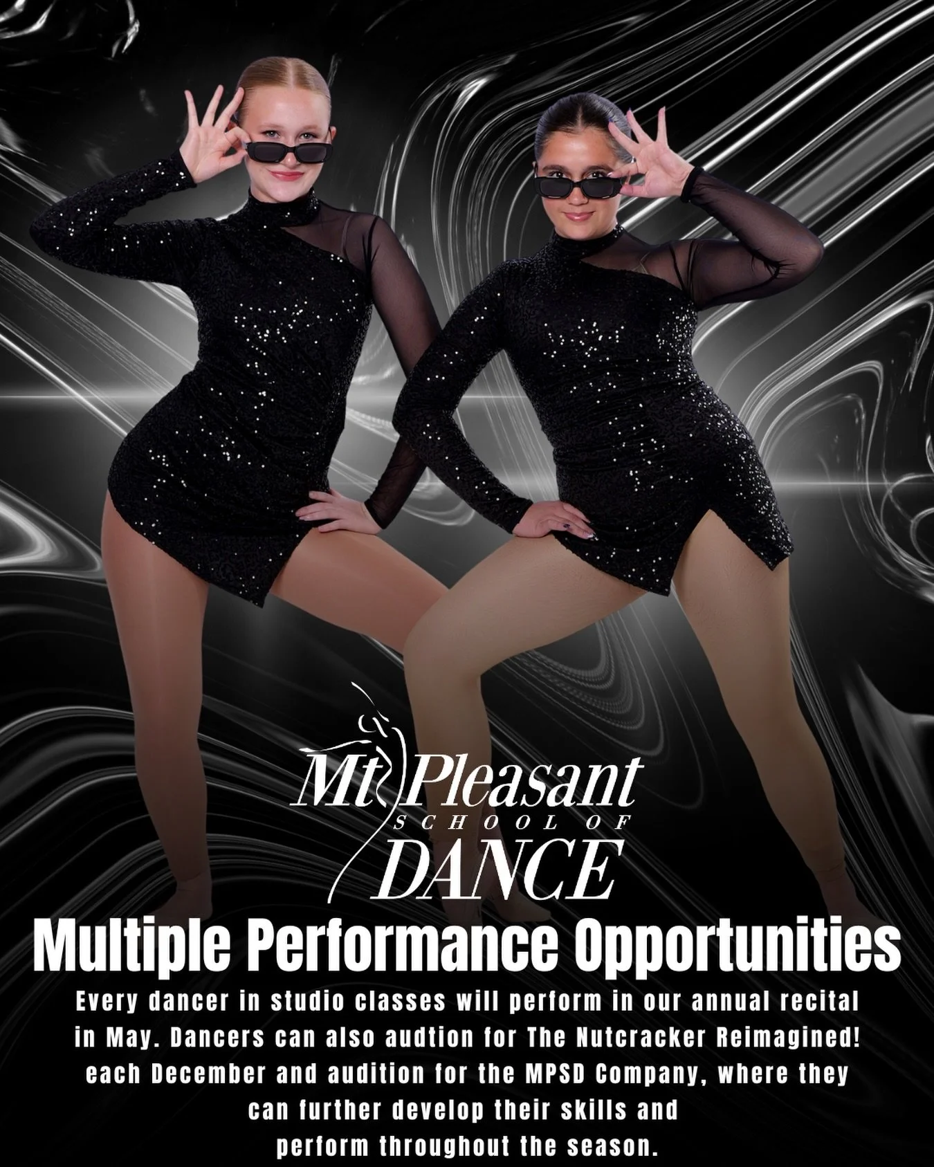 Why choose MPSD?

Each dancer enrolled in class is invited to perform in our annual recital in May. Dancers can also audition for MPSD Company, and audition/perform in the Nutcracker Reimagined! in December. ✨⭐️

Interested in enrolling? Head to MPSc