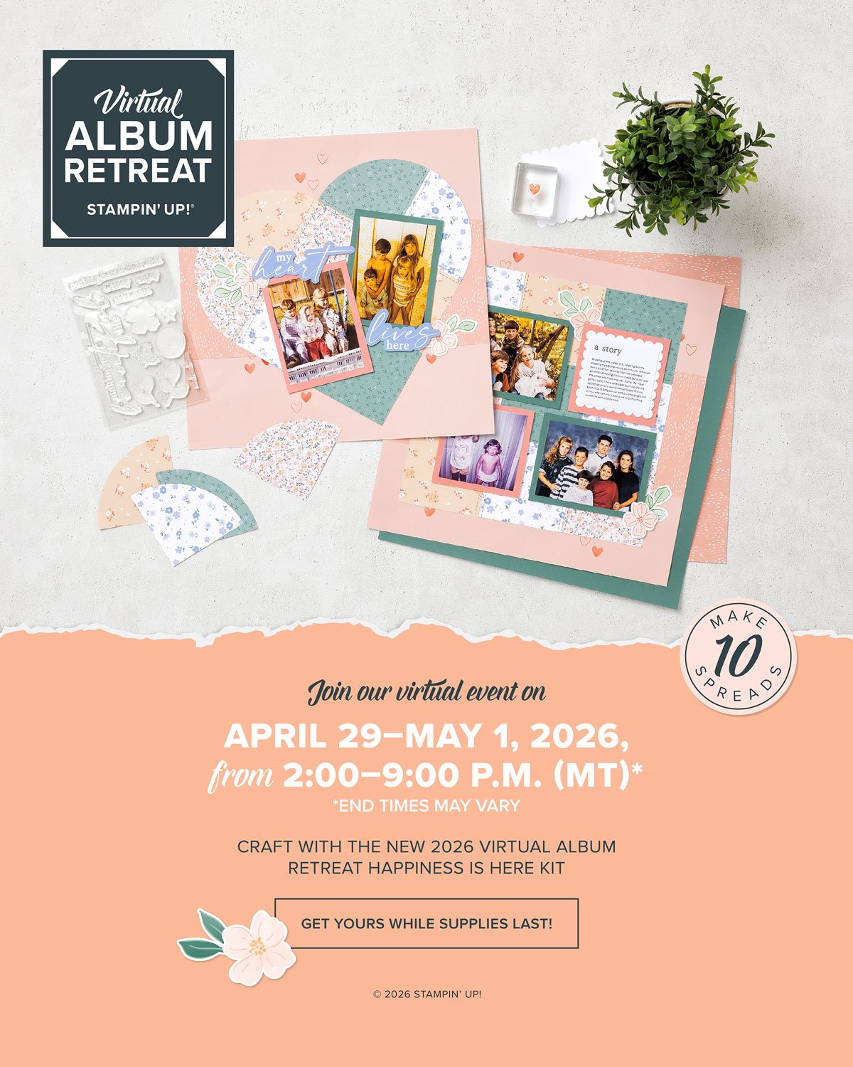 Happiness Is Here Virtual Album Retreat April 2026 with Stampin' Up!