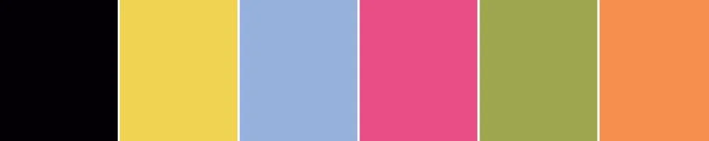 July 2026 Hooray for Birthdays Paper Pumpkin color palette featuring Basic Black, Darling Duckling, Hydrangea Hue, Melon Mambo, Old Olive, and Timid Tiger cardstock colors.