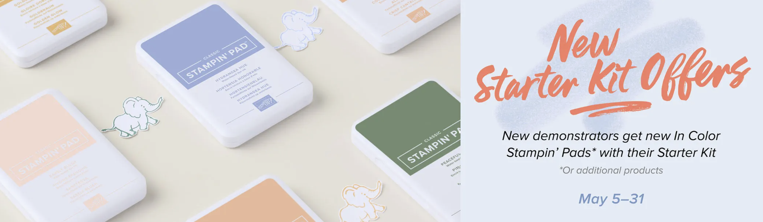 Stampin’ Up! Starter Kit promotion May 2026 with free In Color ink pads or extra product credit for new demonstrators