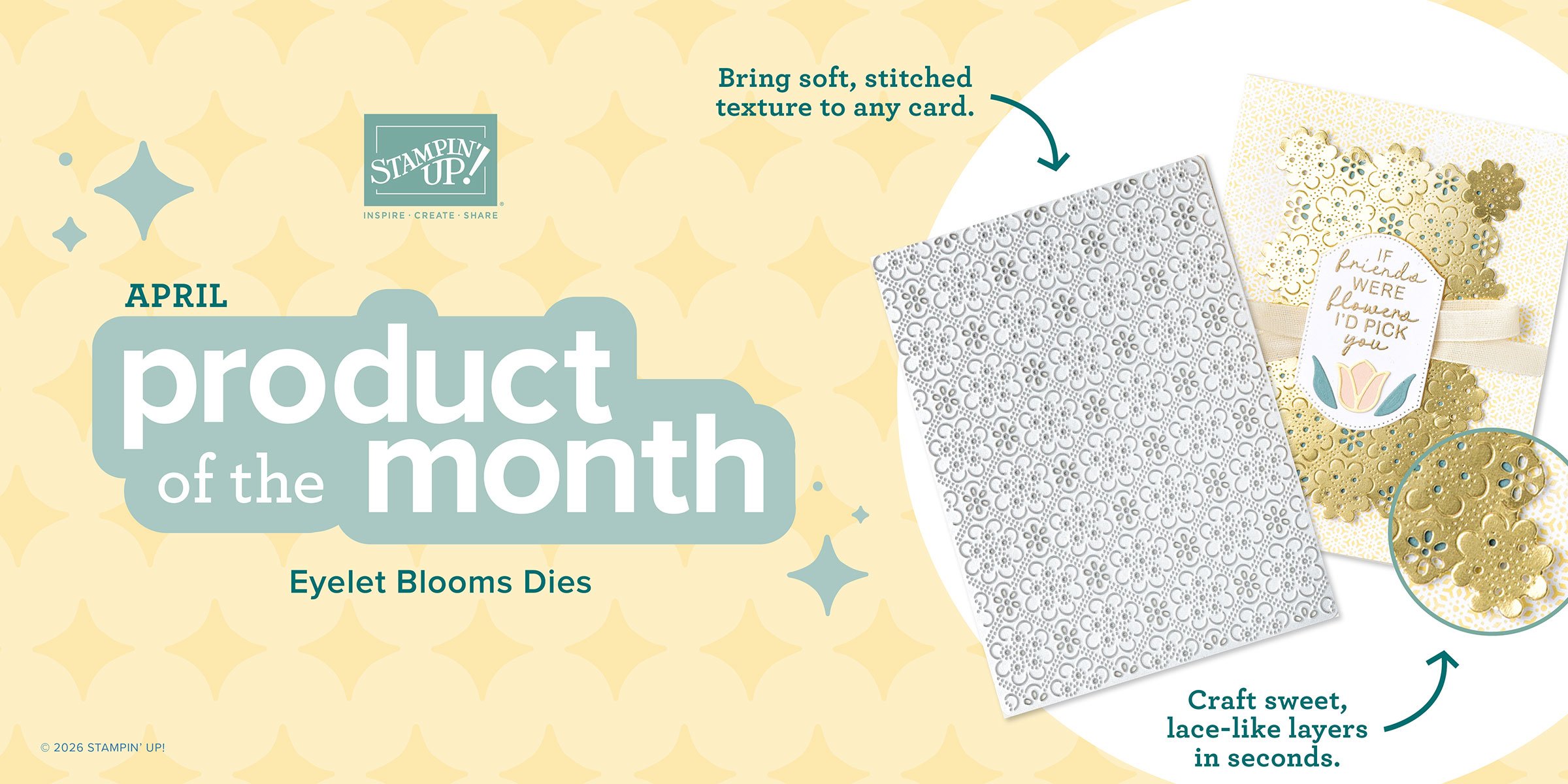 Eyelet Blooms die is the April 2026 Stampin' Up! Product of the Month