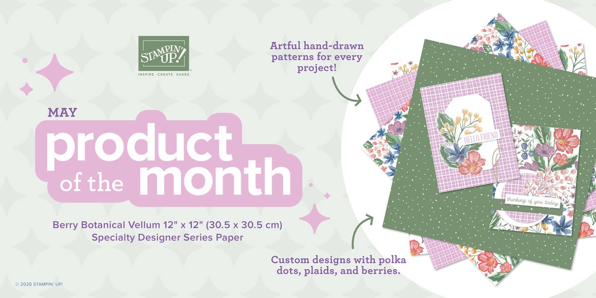 Stampin’ Up! Berry Botanical Vellum 12x12 specialty designer series paper featuring floral, berry, polka dot, and grid patterns in soft pastel colors