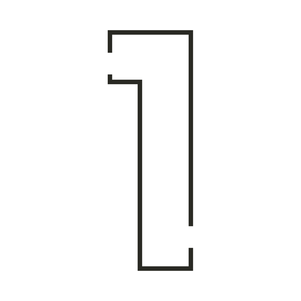 Outline drawing of the letter 'F' with detailed interior lines.