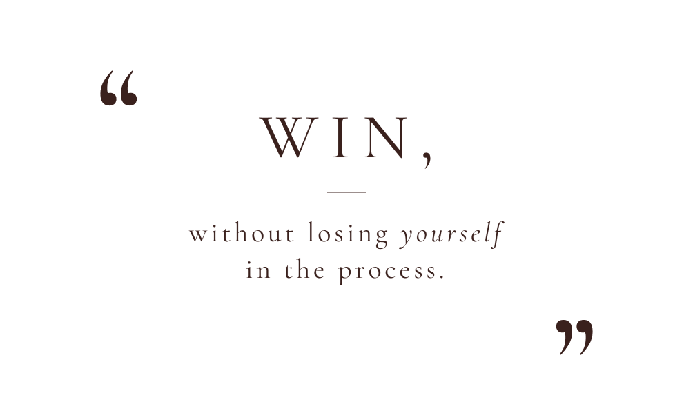 Inspirational quote about winning and staying true to oneself.