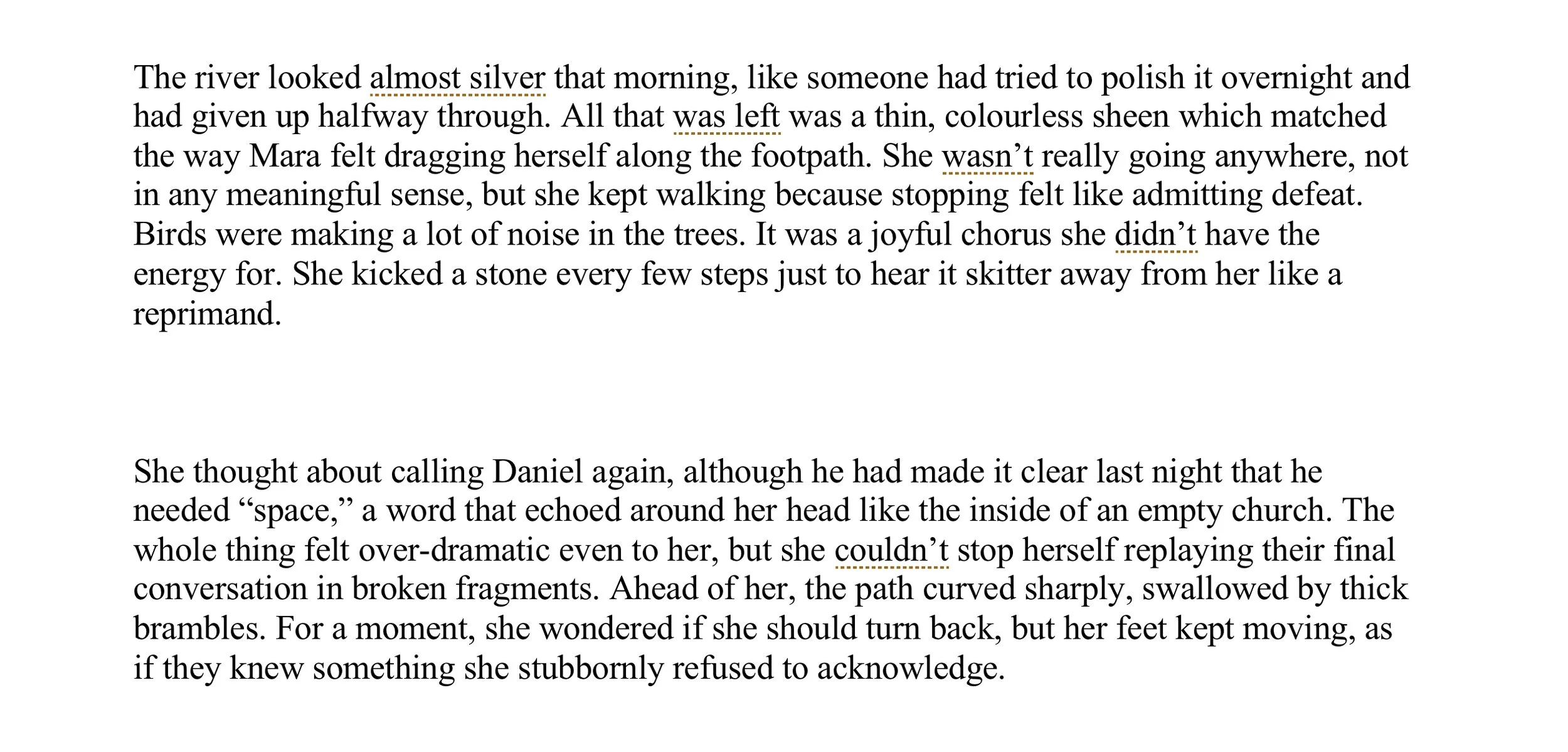 Edited literary fiction excerpt after line editing, with improved clarity, rhythm, and preserved authorial voice.
