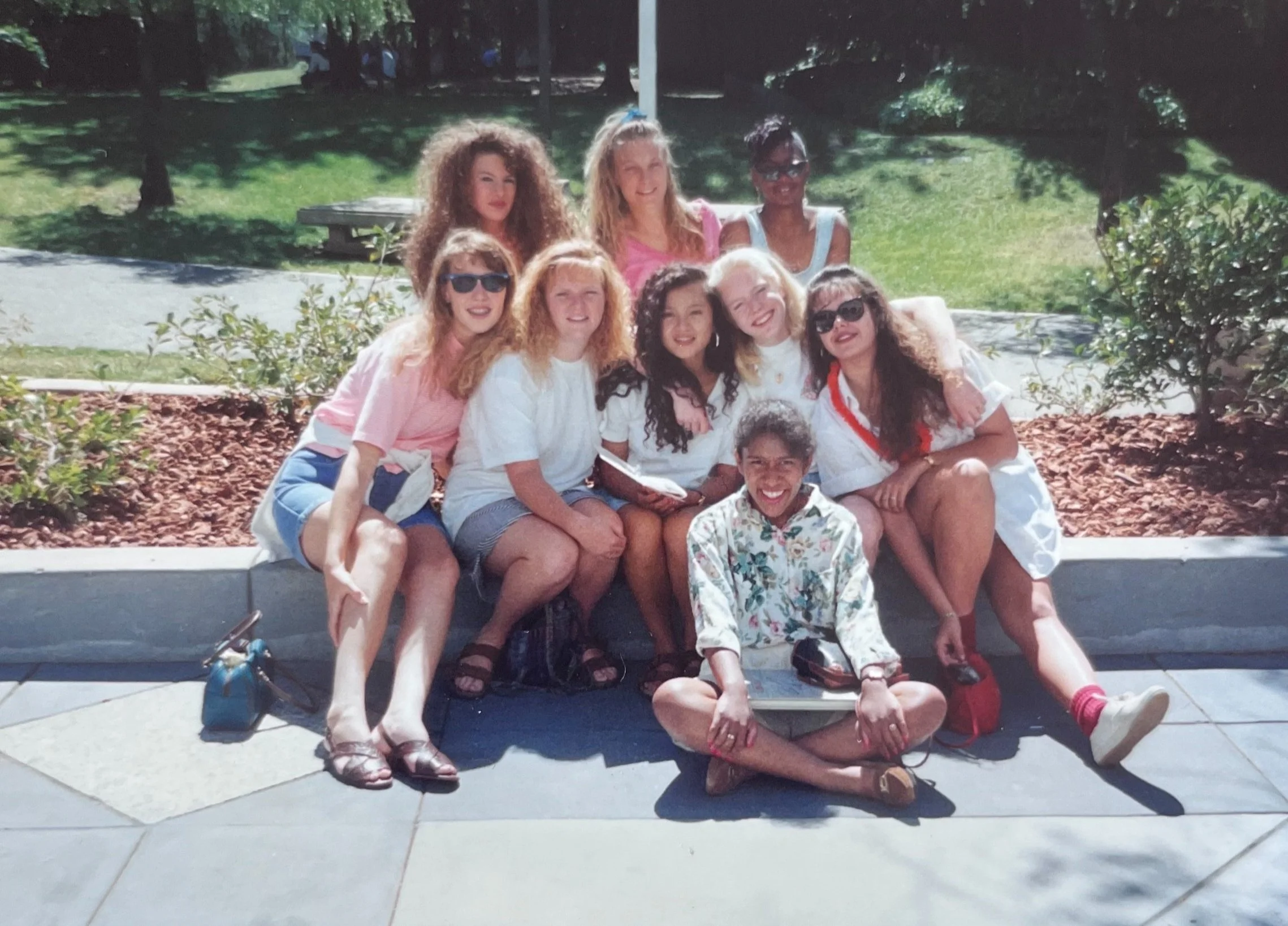 1991 High School Graduation Day, Senior Breakfast - Angela, Sarah, Ranieka, Jen W, Jeni, Kim Luong, Stefanie Ries, [friend] and Gina Robinson