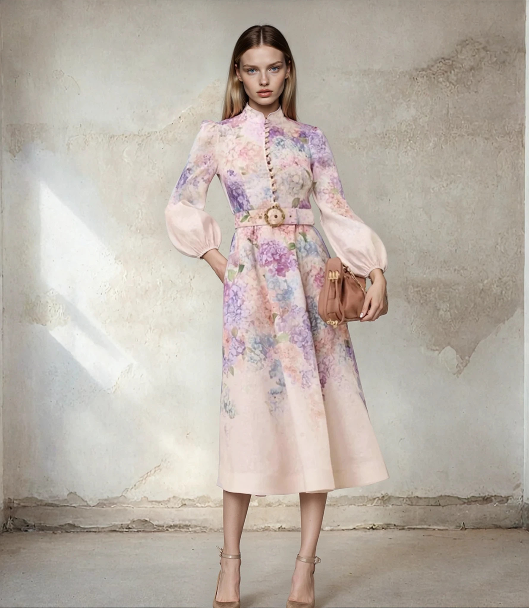 Zimmermann DAWNING BUTTONED MIDI DRESS