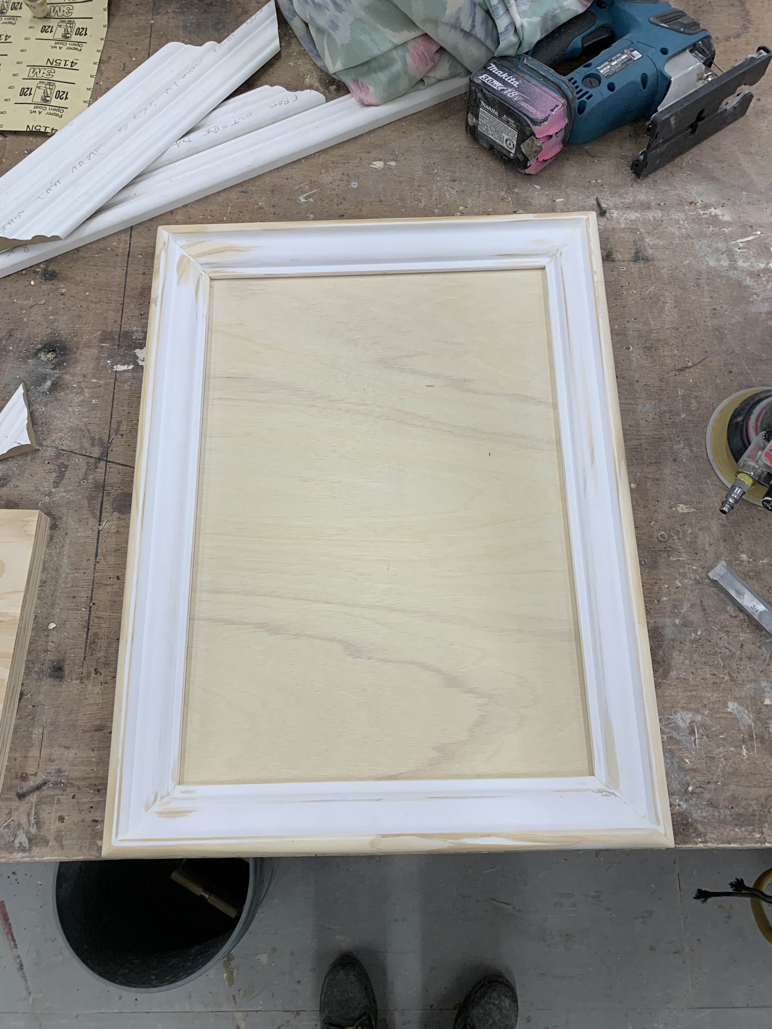 A picture frame made from trim moulding and plywood for a production of The Flying Dutchman (The Santa Fe Opera)