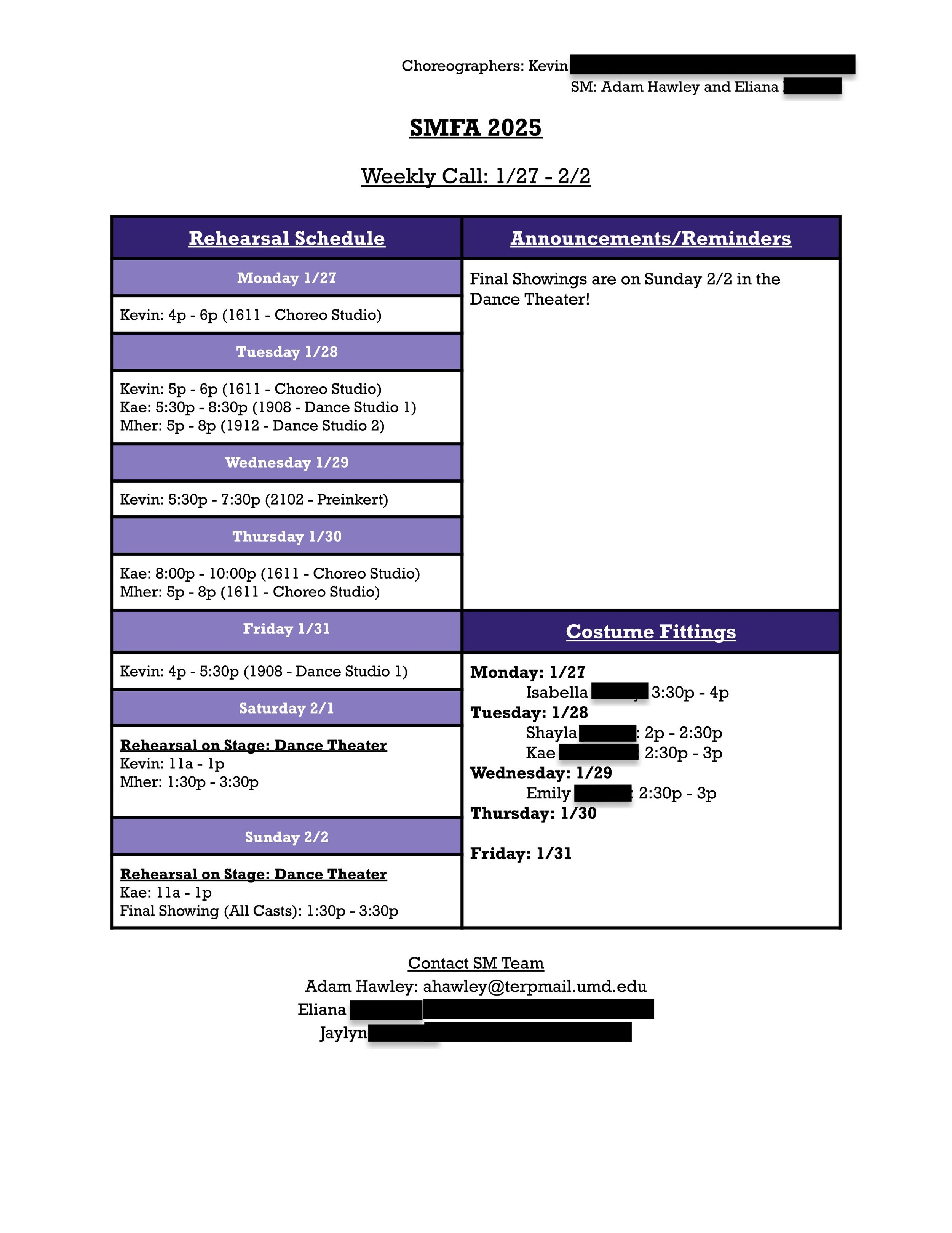 Weekly Call Sample