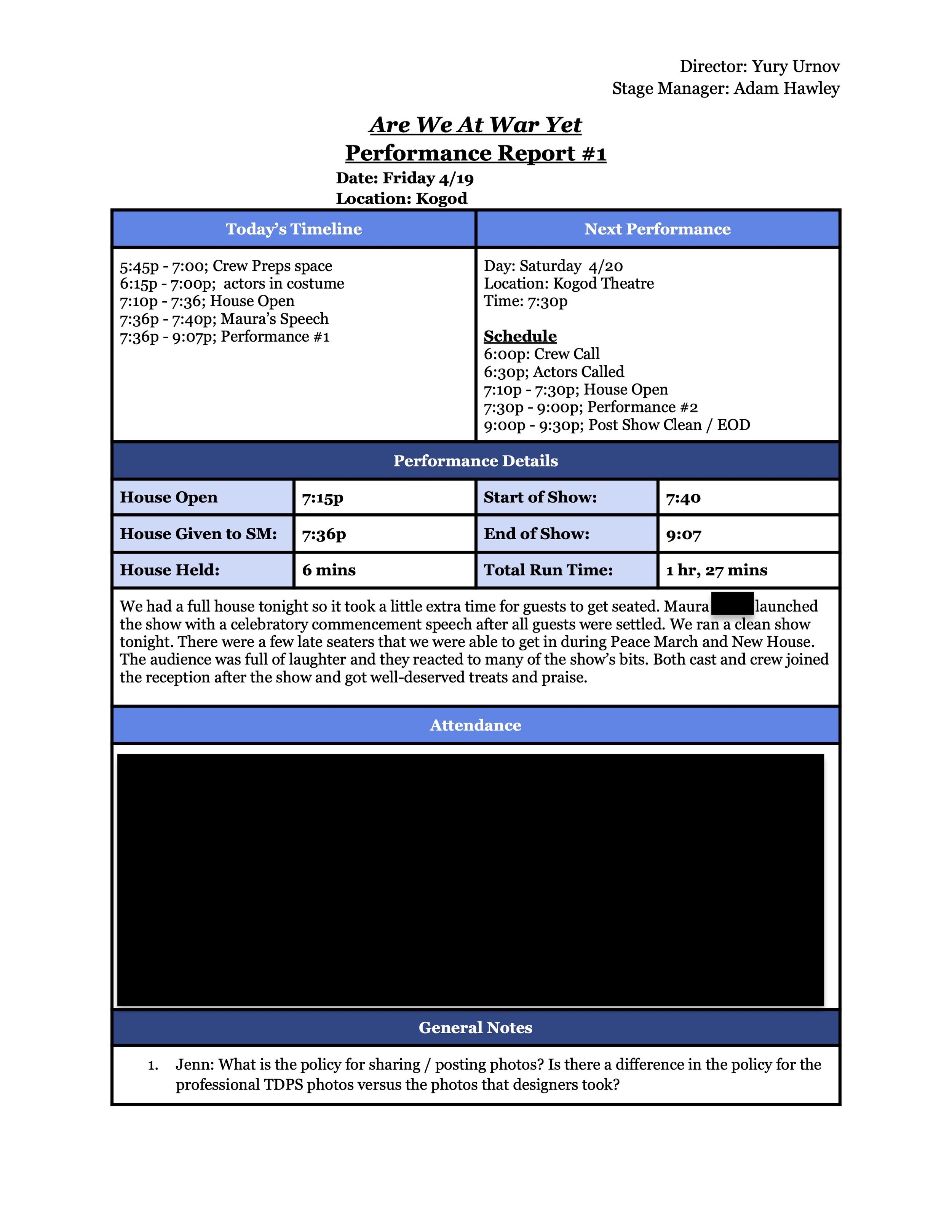 Performance Report Sample