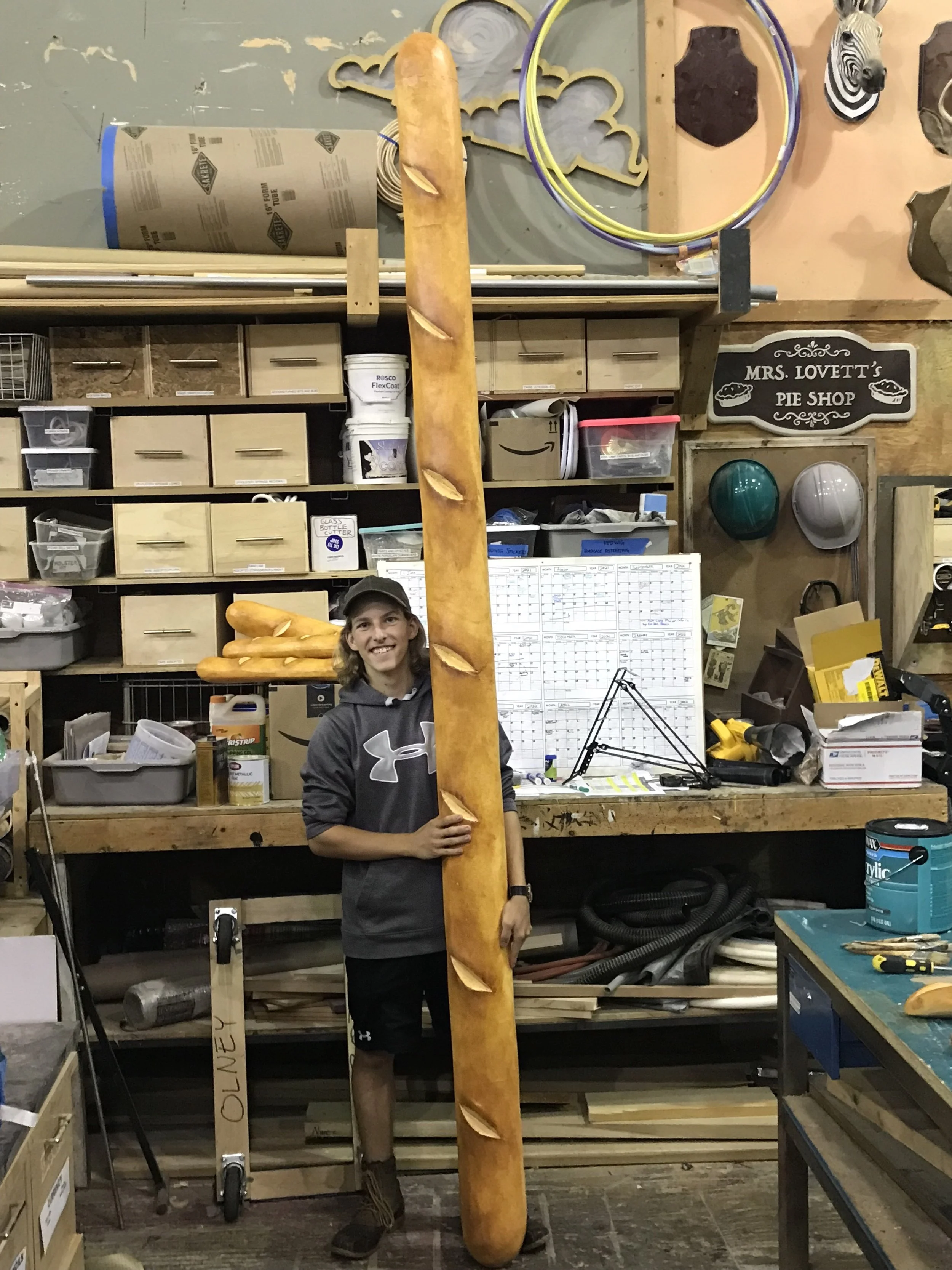 A 10' long baguette built for a production of Beauty and the Beast (Olney Theater Center). 