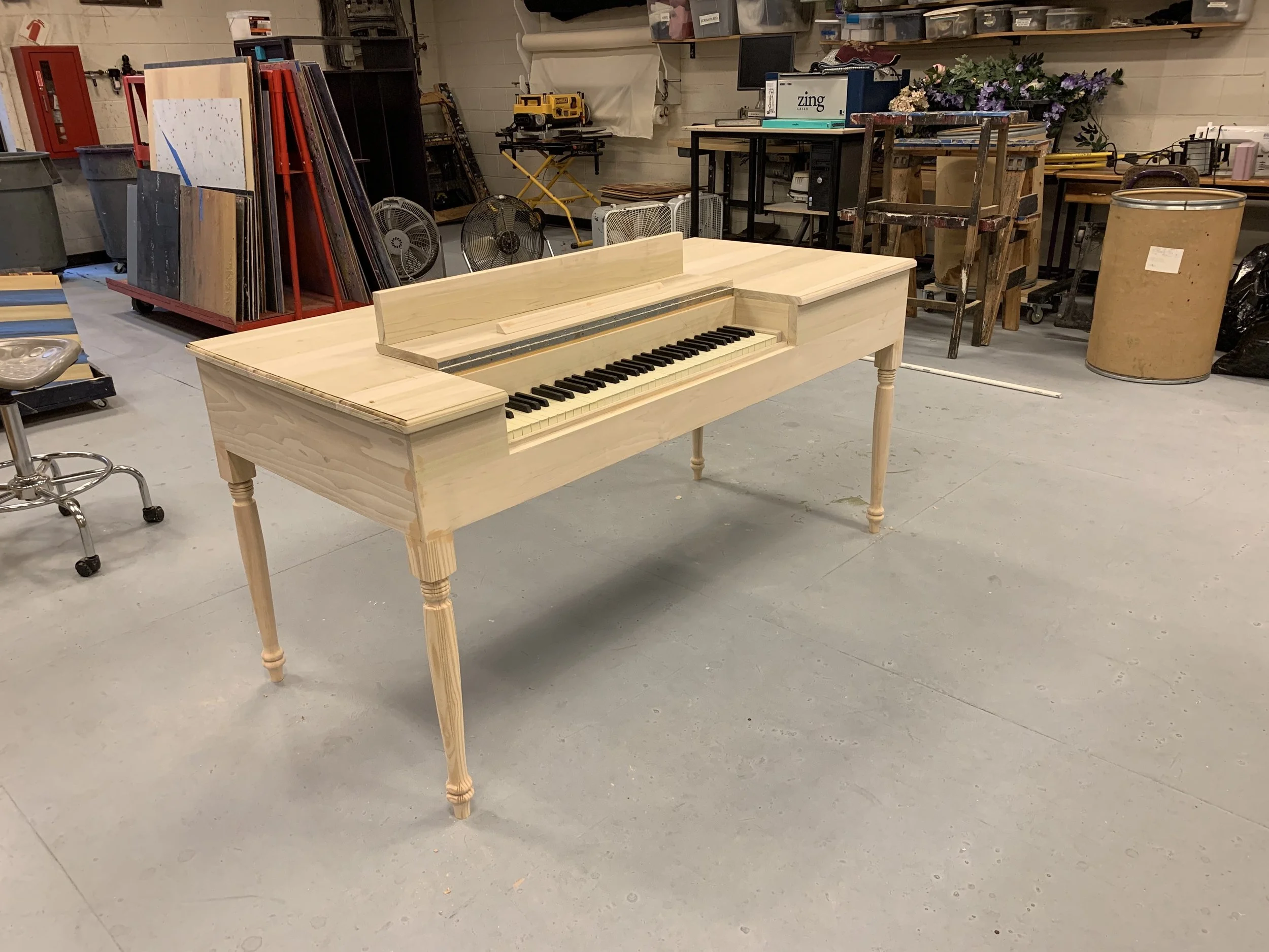 An English Regency style pianoforte built for a production of Emma (UMD).  (Not built to play)