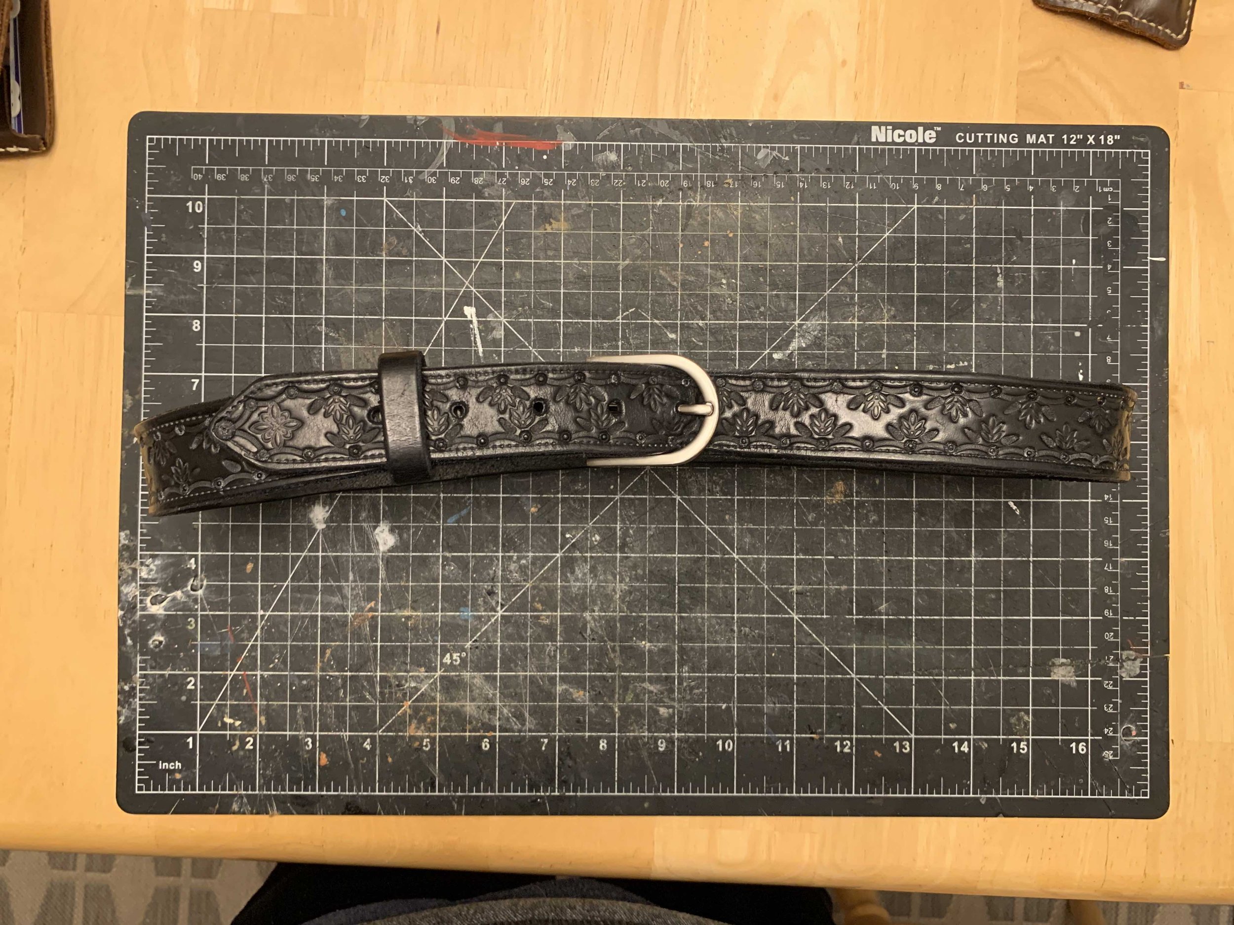 My hand tooled leather belt that I wear almost every day.