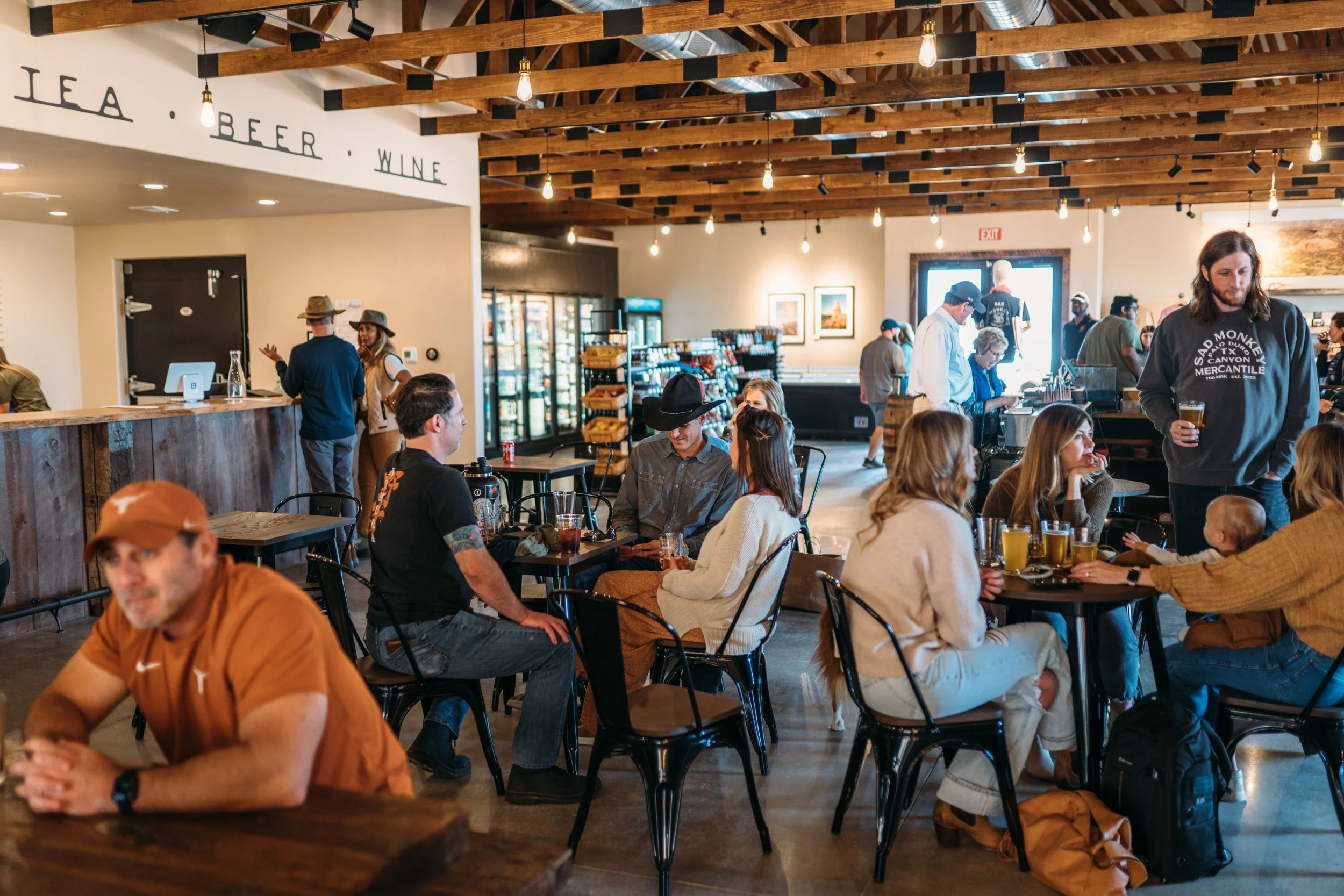 Grab hot food, gourmet coffee, and cold drinks inside at The Monkey Bar.