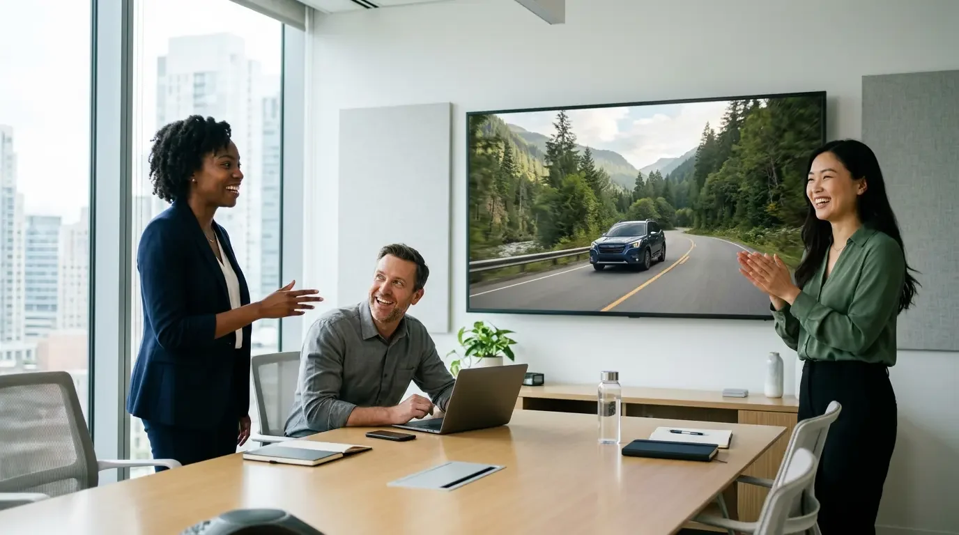 Professional video editing workstation with color grading panels and timeline open during a corporate project in Chicago