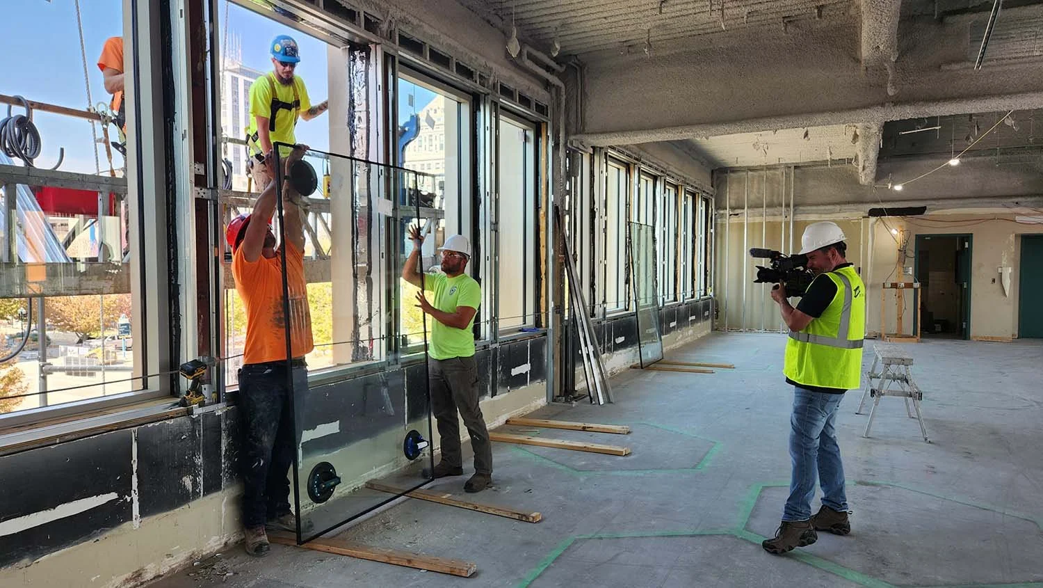 Professional videographer capturing tight b-roll detail shots for corporate video production in Chicago