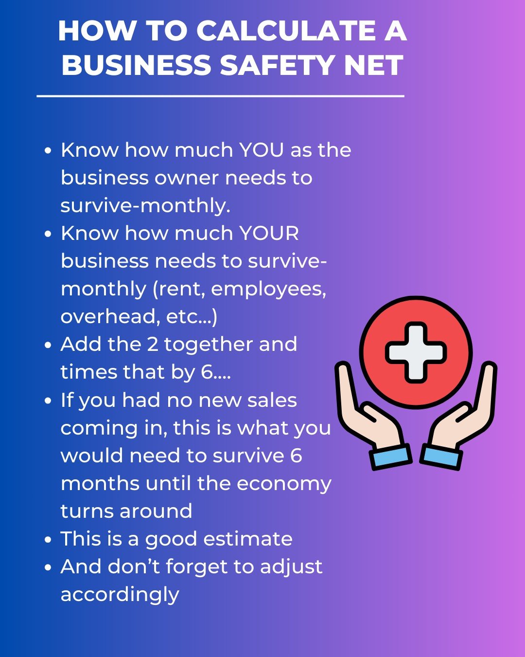 Start your year off by knowing exactly how much you would need for you and your business to survive in case the economy took a turn. Not knowing your safety net, can ruin your mental clarity. What you don't know, you can't fix. So let's know where we