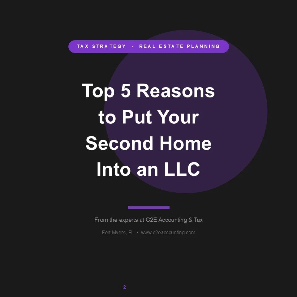 🏠 Thinking about your second home? Putting it in an LLC could save you serious money come tax time.
Swipe through to see the top 5 tax benefits &mdash; including one deduction that's expiring soon ⚠️
✅ Pass-through taxation 
✅ Accelerated depreciati
