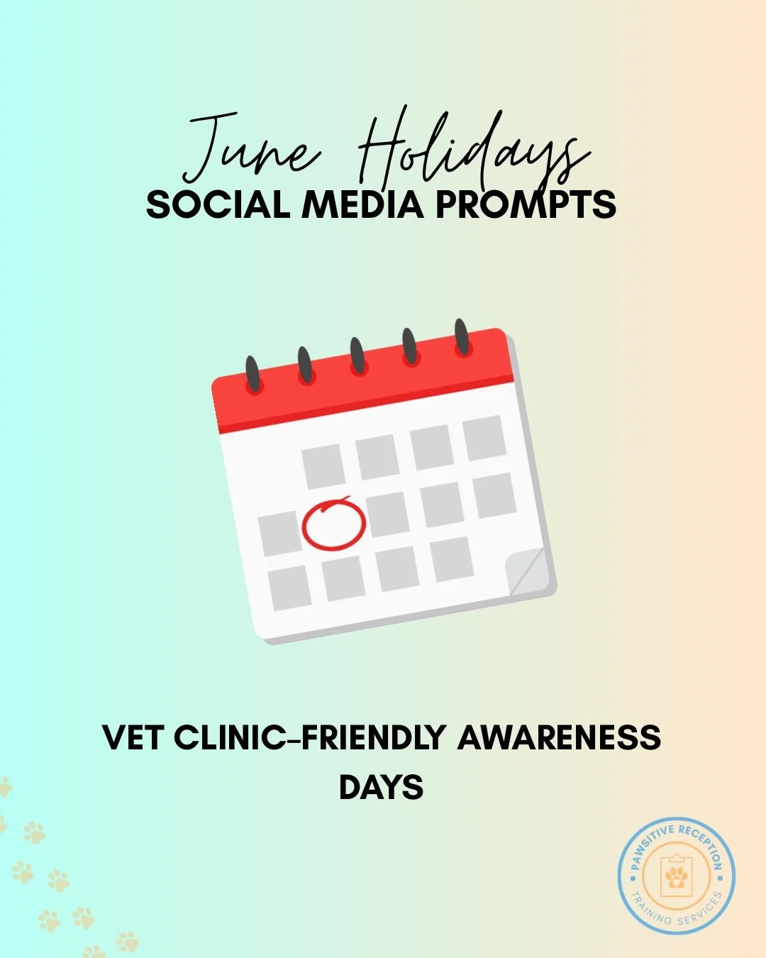 June is packed with meaningful opportunities to educate, connect, and engage ☀️🐾

From summer safety and microchipping reminders to adoption awareness and fun cat-themed engagement posts, this month is full of content your clients will actually save