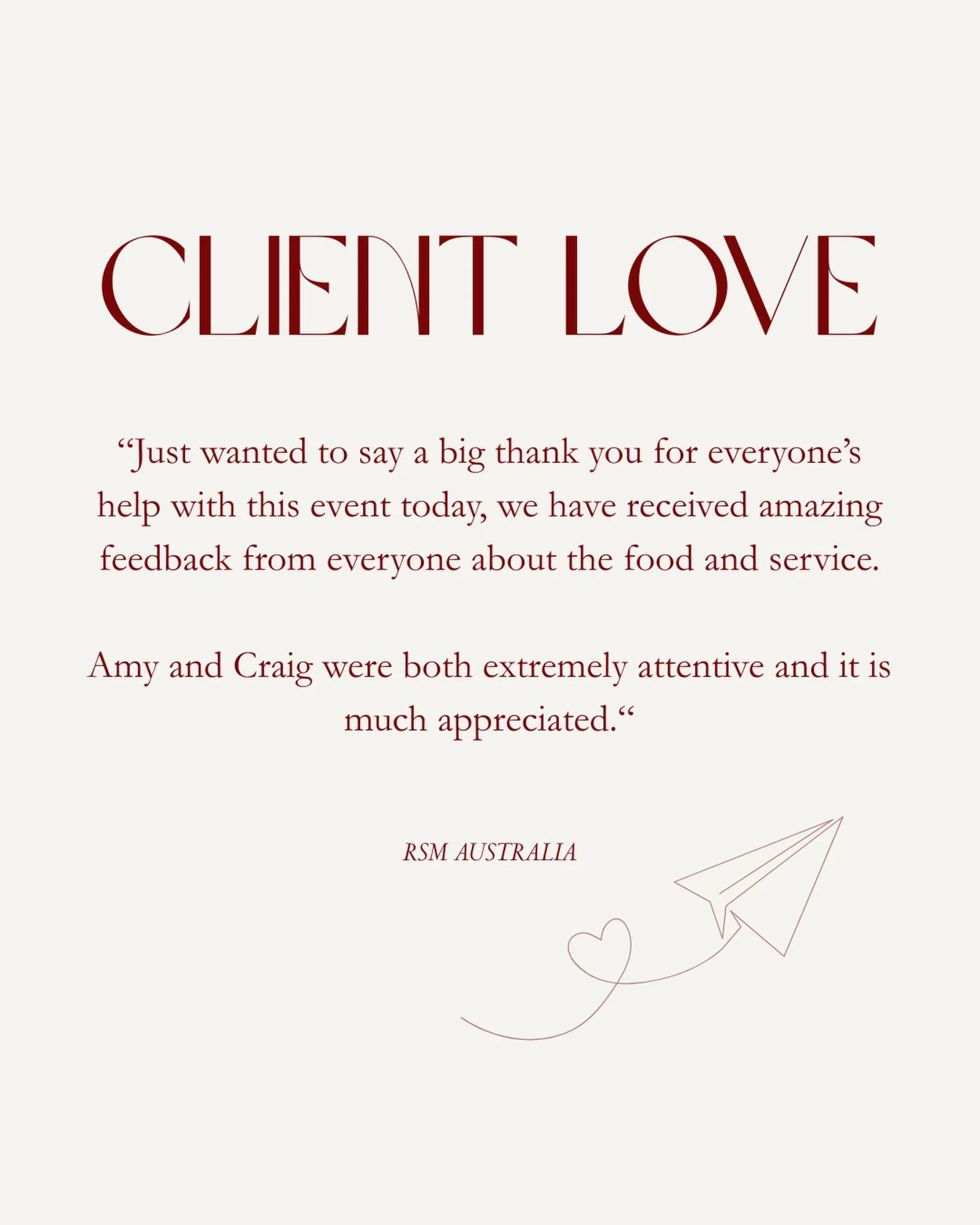 We always love getting feedback from our clients 🤍☺️ #brisbanefood #brisbanecatering #brisbanecaterer #brisbaneevents
