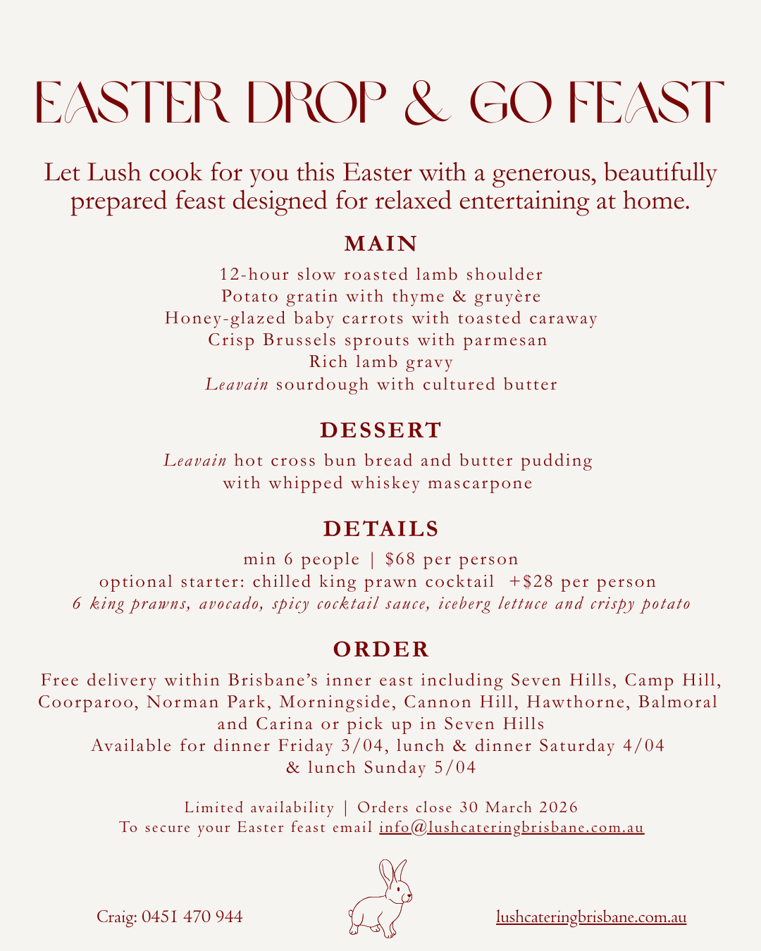 Brisbane Easter Delivered Catering