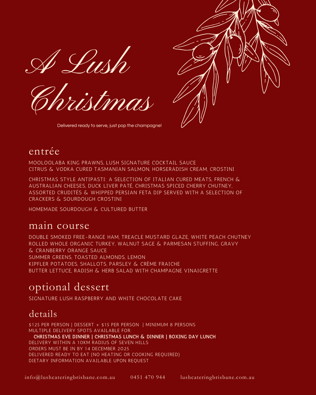 Christmas lunch catering Brisbane