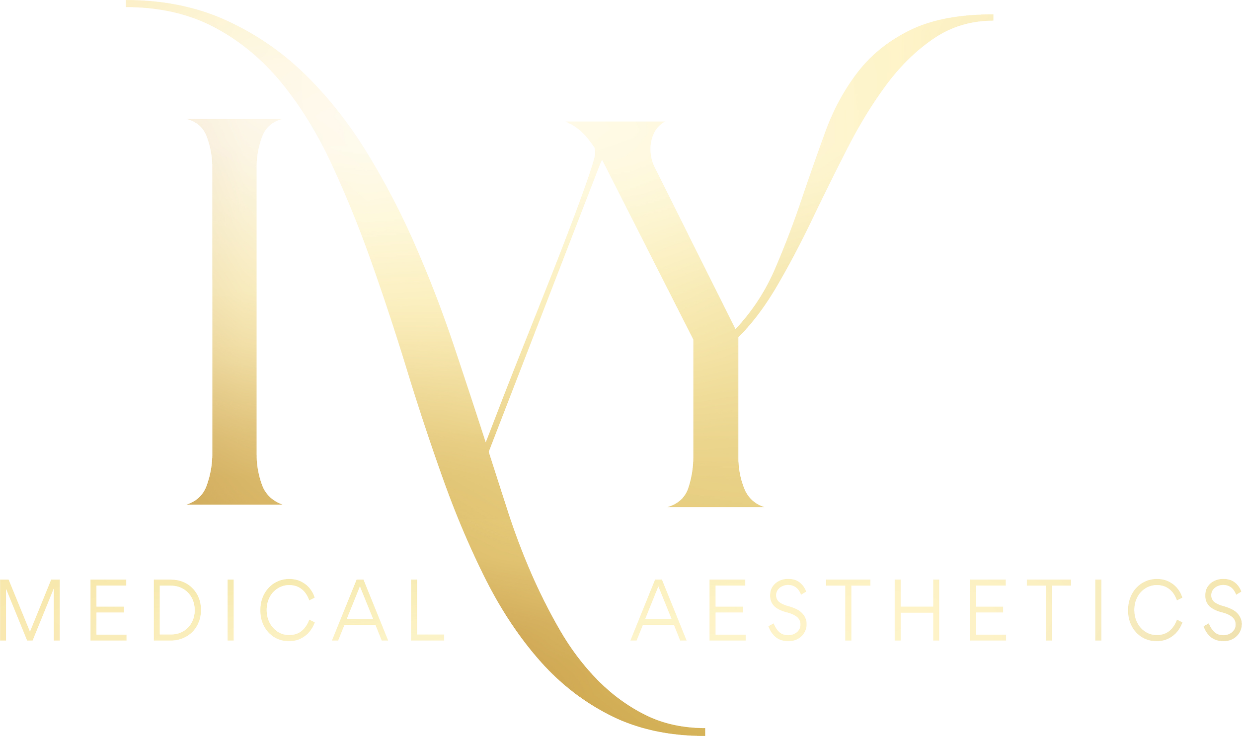 Logo with large gold and light beige letters stating 'LV' and smaller text underneath reading 'MEDICAL' and 'AESTHETICS'.
