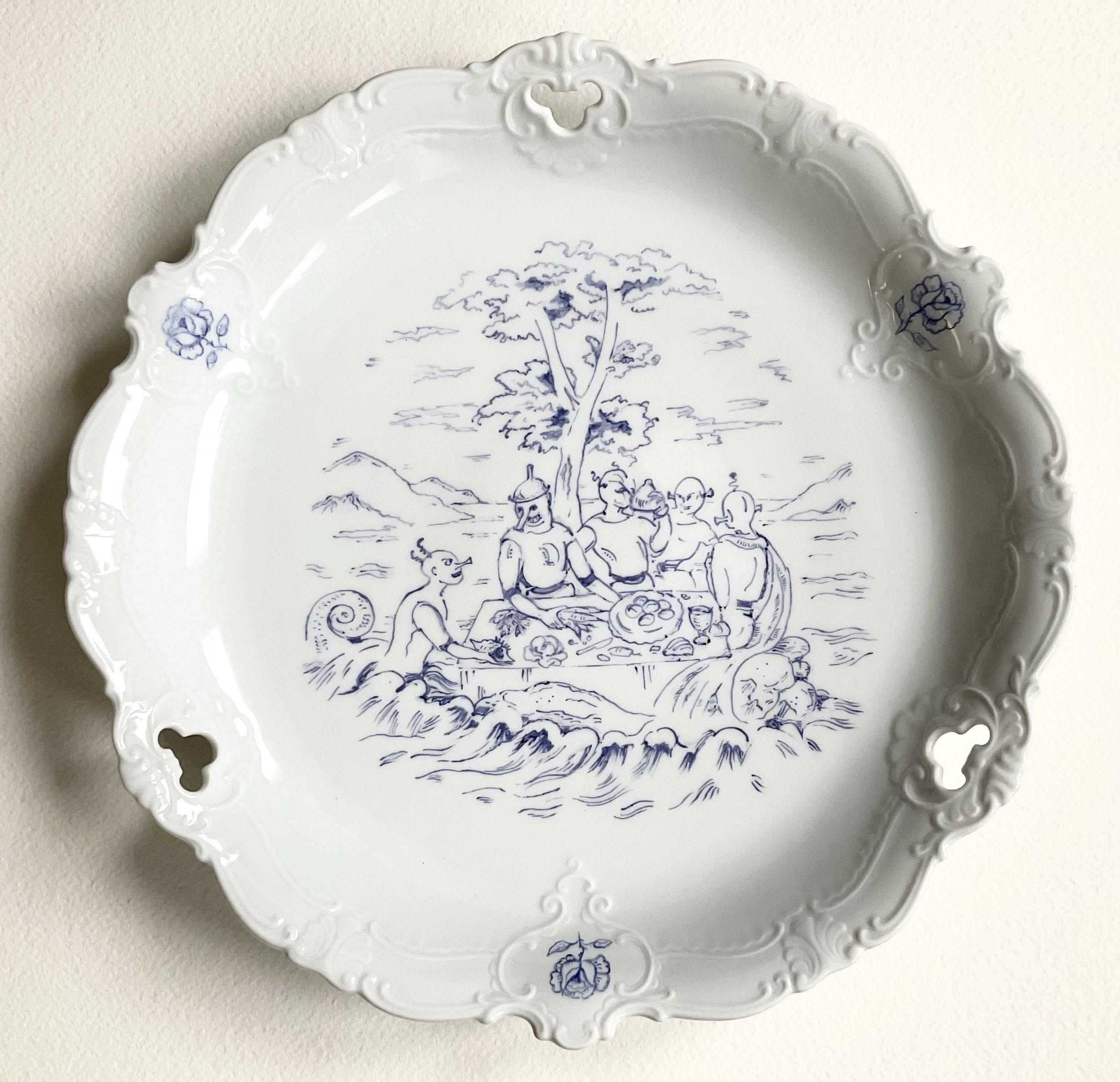 Sea Gods. The Feast. 2025. Hand-painted on readymade porcelain