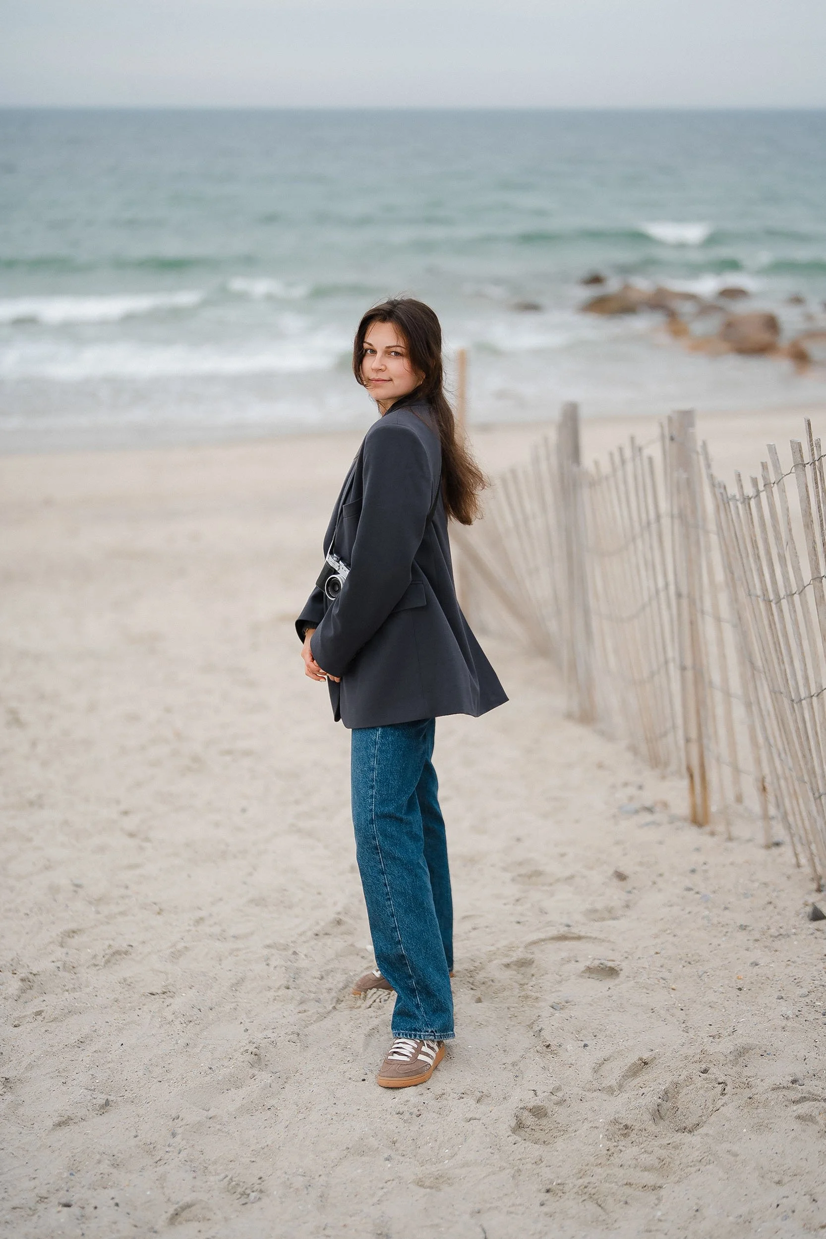 Relaxed beach portrait in Boston