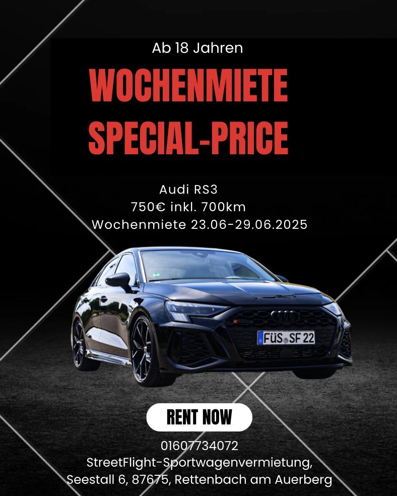 Audi RS3 Wochenmiete Special