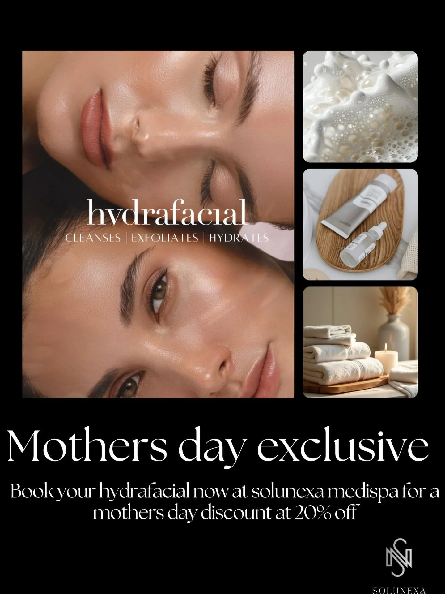Treat your mother to a hydrafacial at Solunexa Medispa🤍 20% off during March! #hydrafacial #medispa #mothersday