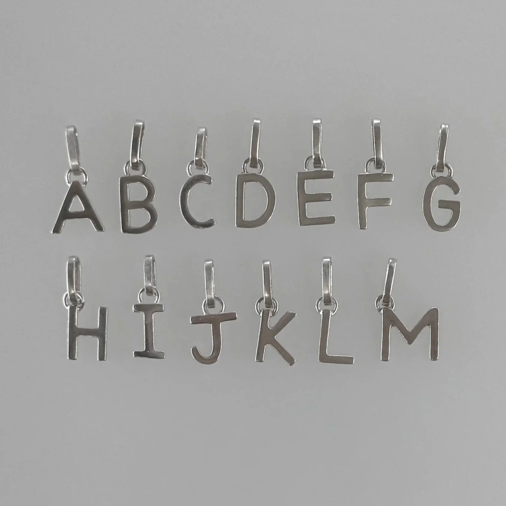 10mm tall sterling silver capital letter pendant charms