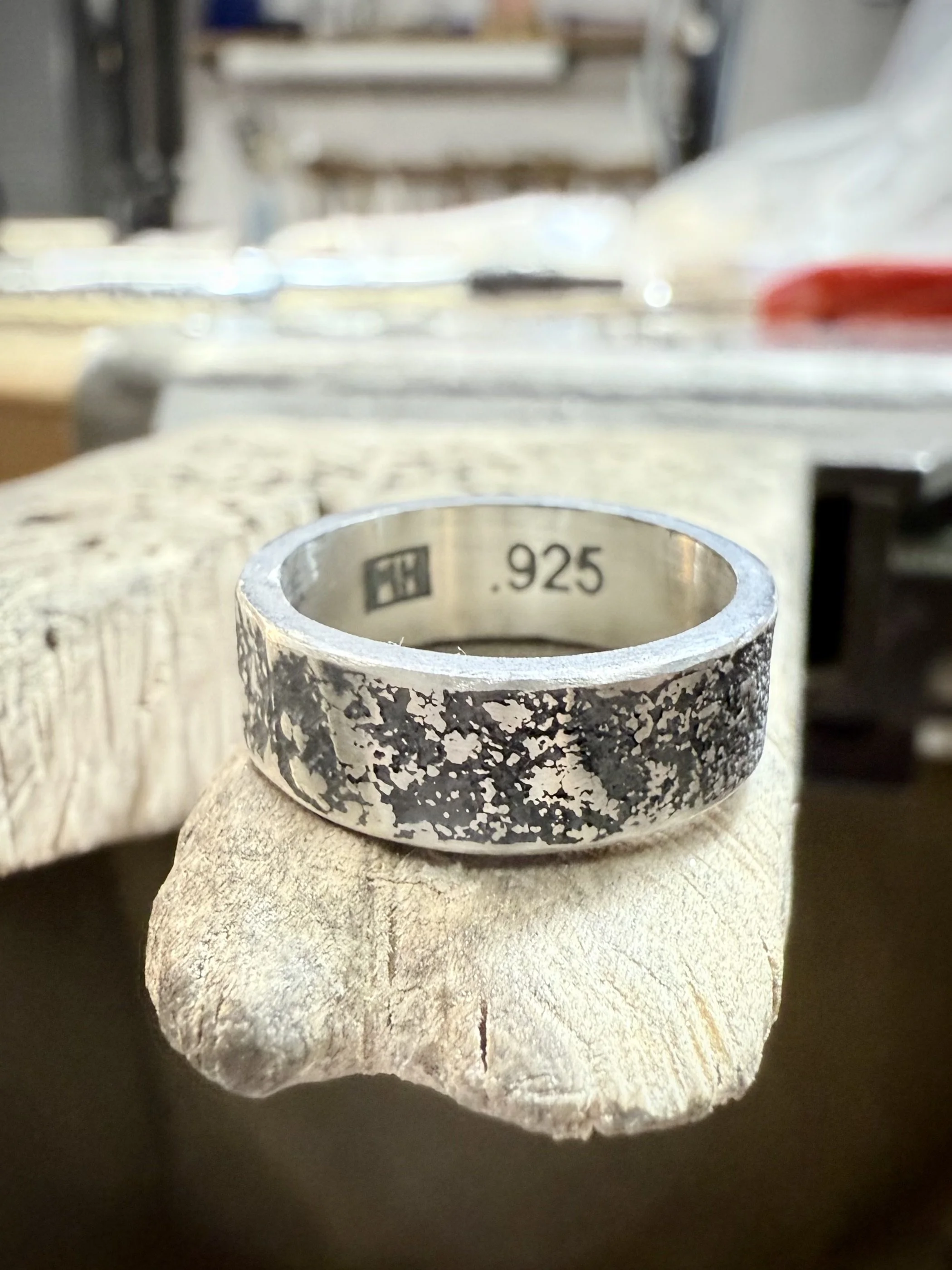 Oxidized Fusion Wide Band Ring