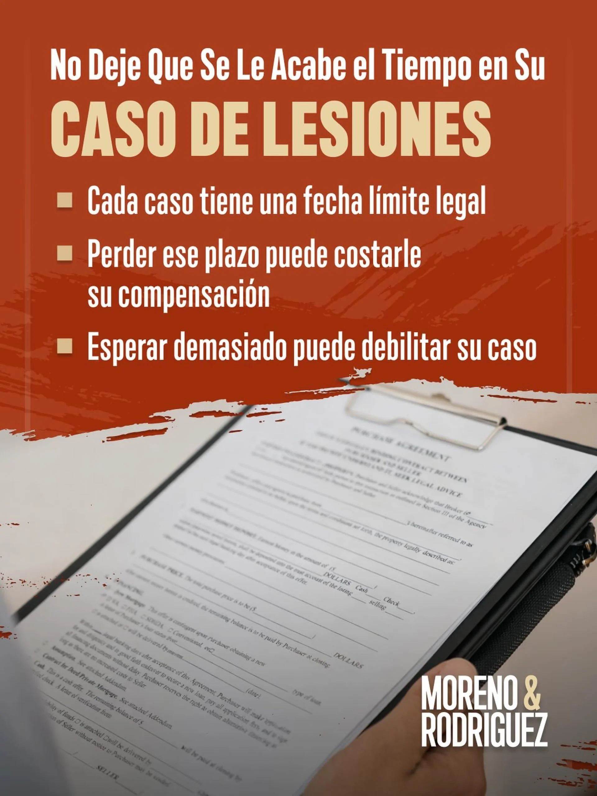 ⏳ En Arizona, generalmente tiene 2 a&ntilde;os para presentar su caso de lesiones &mdash; pero esperar puede costarle mucho m&aacute;s de lo que cree.

Con el tiempo, los testigos olvidan, la evidencia desaparece y los registros m&eacute;dicos son m&